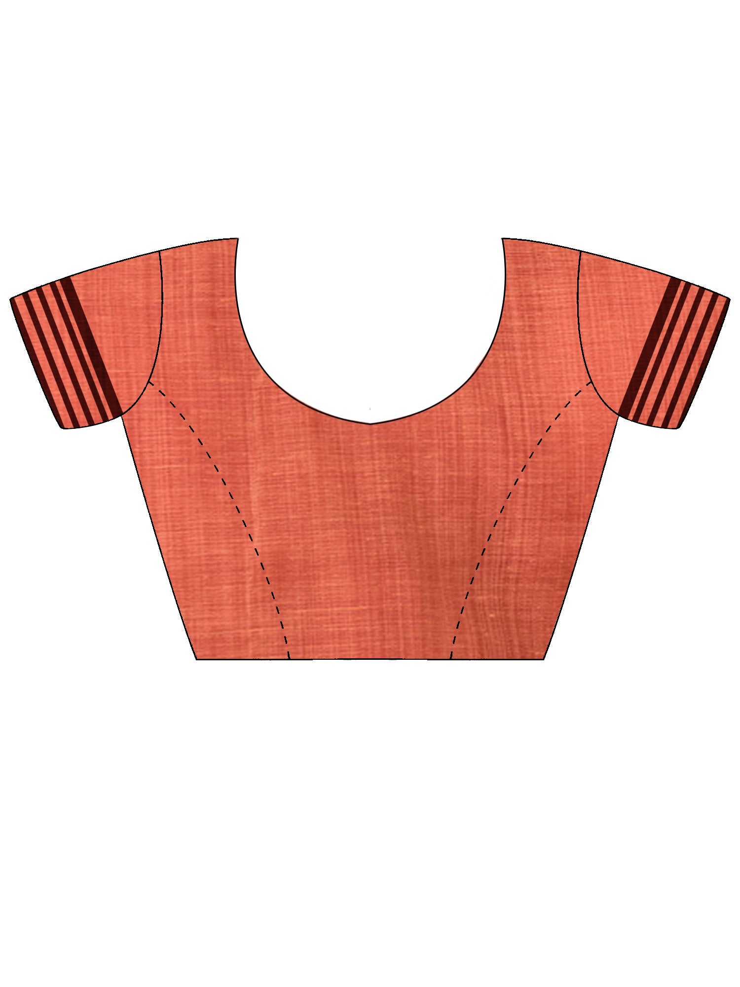 Unstitched peach linen blouse piece with ethnic motif design