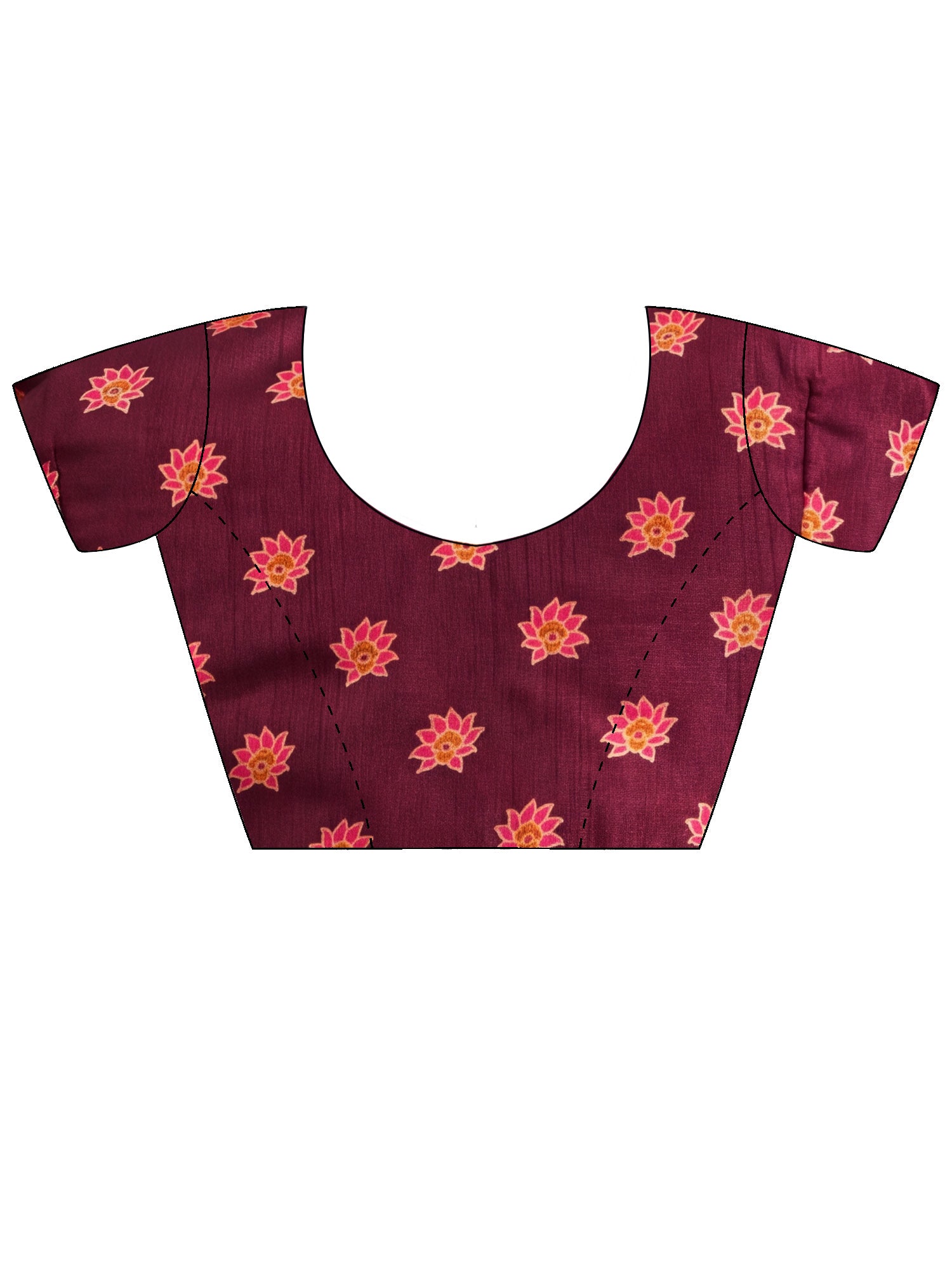 Unstitched maroon silk blend blouse piece with ethnic motif design