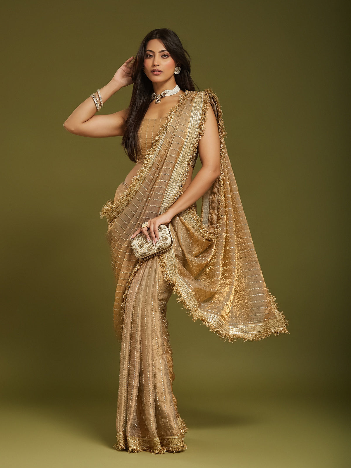 Metallic Satin saree – detail view 4