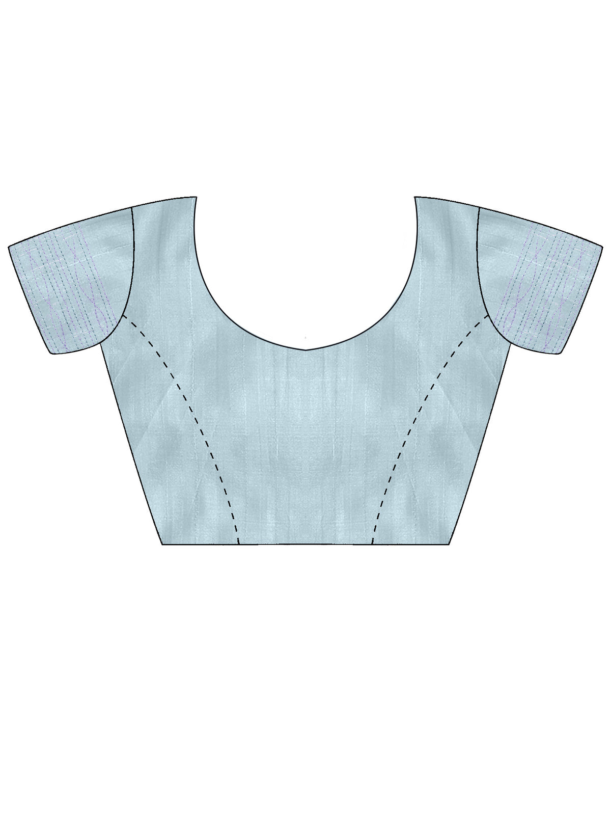 Unstitched light blue silk blend blouse piece with ethnic motif design