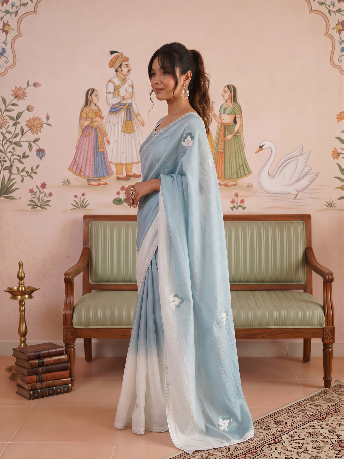 Light Blue Paper Silk saree – detail view 2