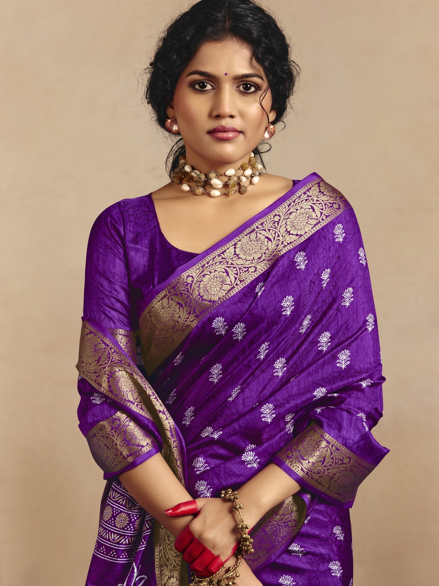 Purple Tussar Silk saree – detail view 3