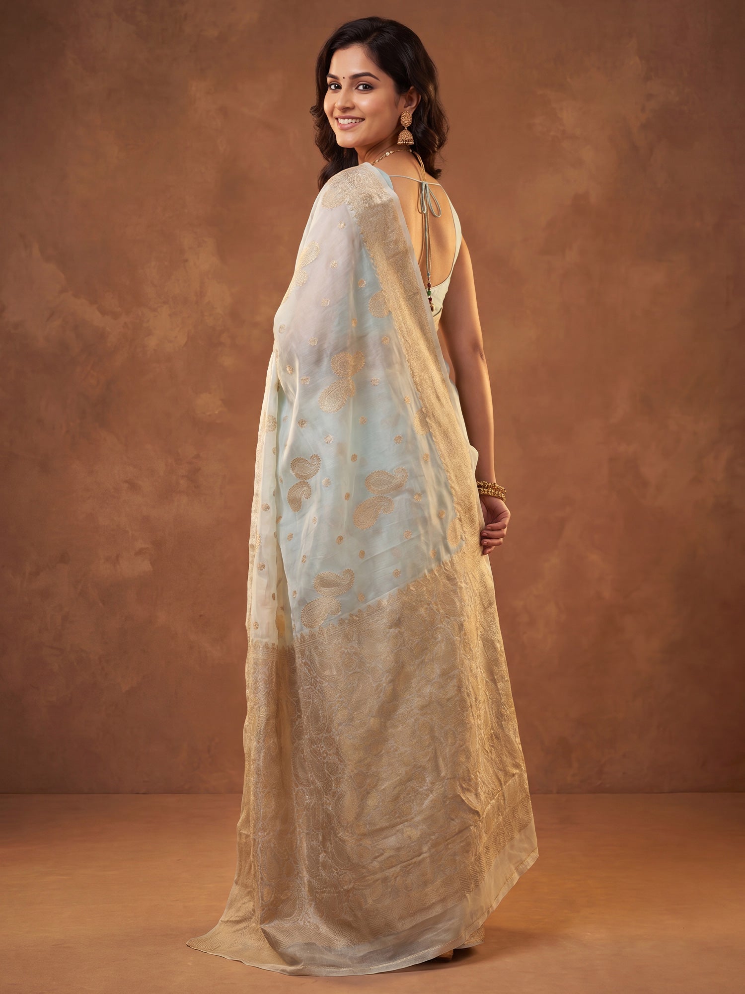 Light Blue Silk Blend saree – detail view 1