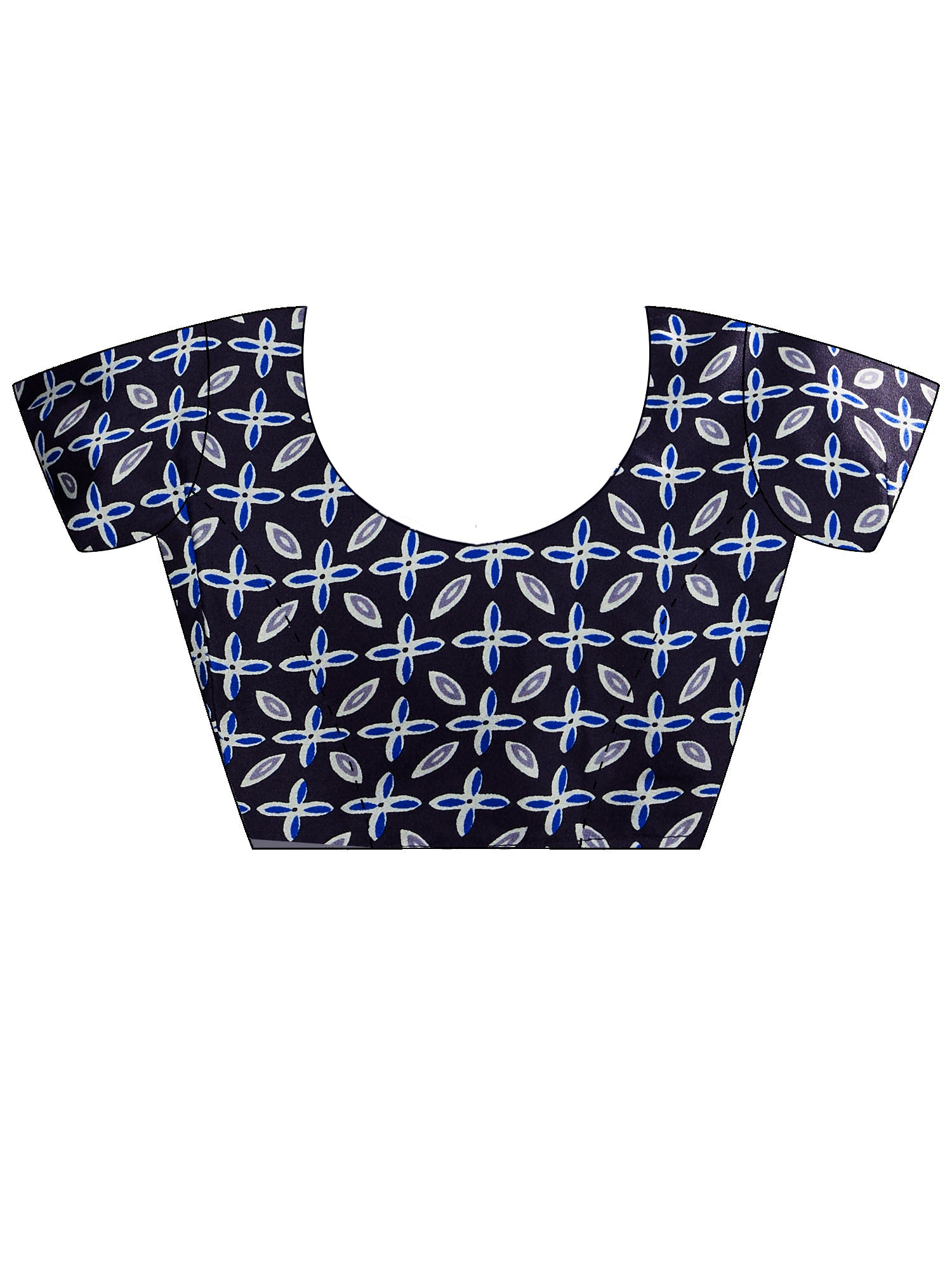Unstitched black satin blouse piece with ethnic motif design