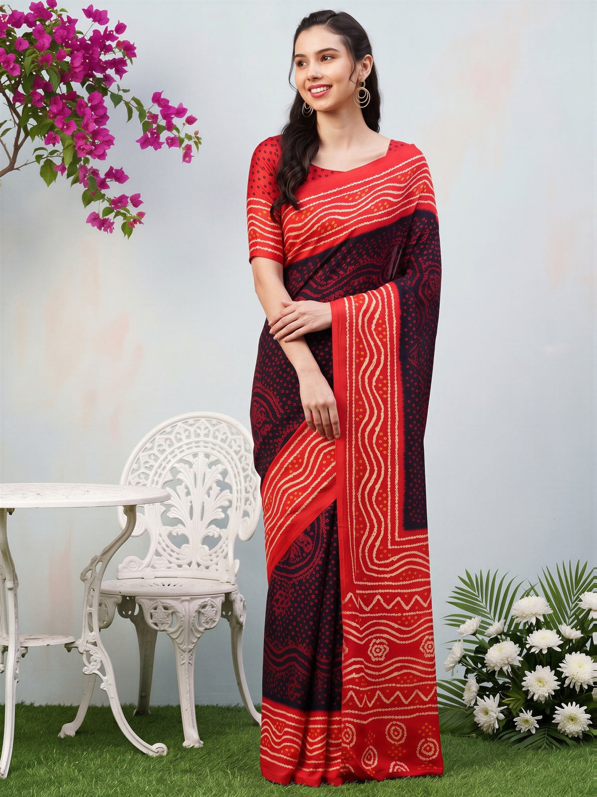 Black Satin Silk saree – detail view 3