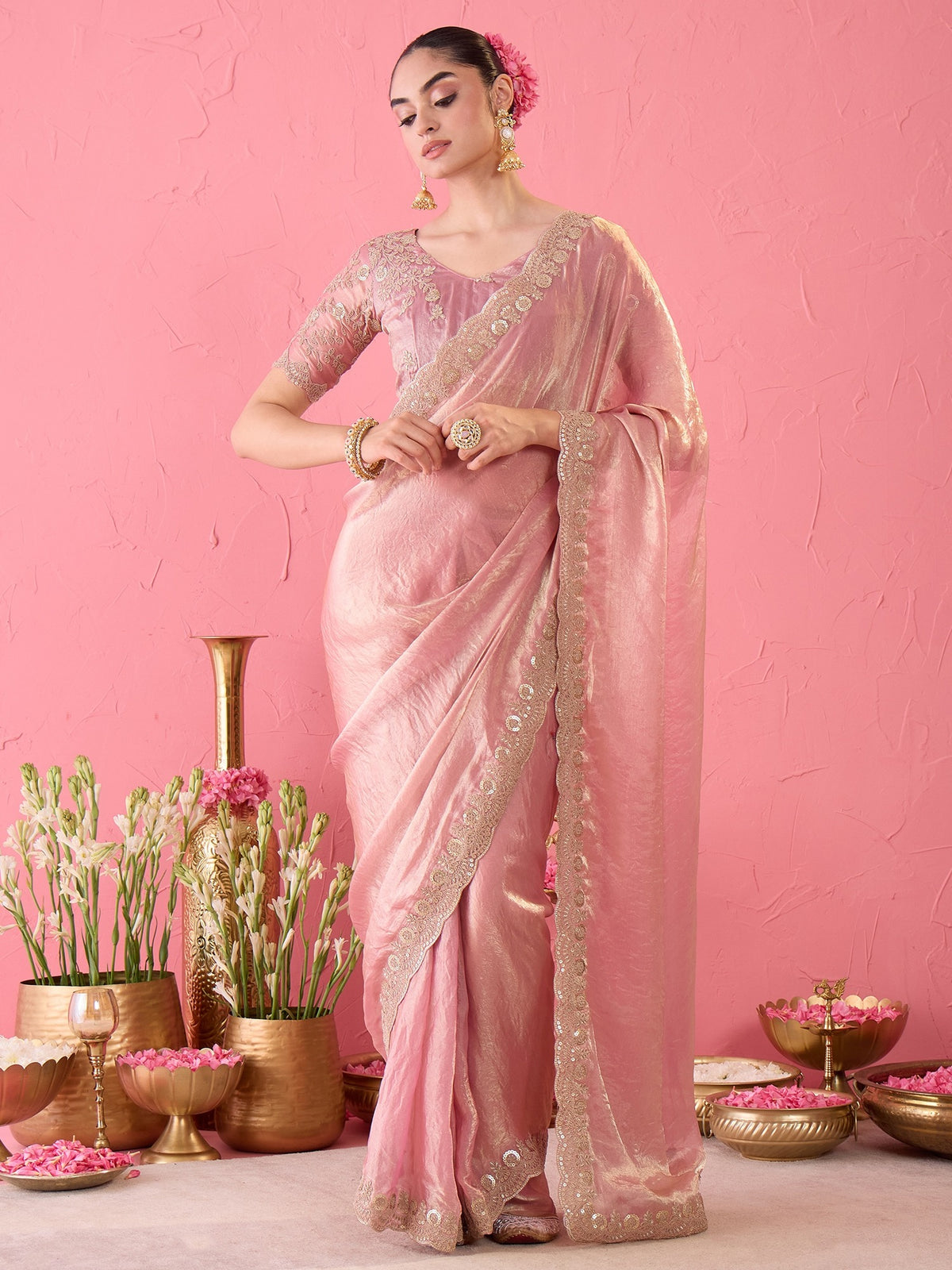 Purple Tissue saree – detail view 1