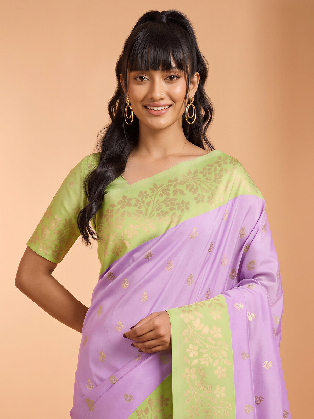 Purple Cotton Blend saree – detail view 4