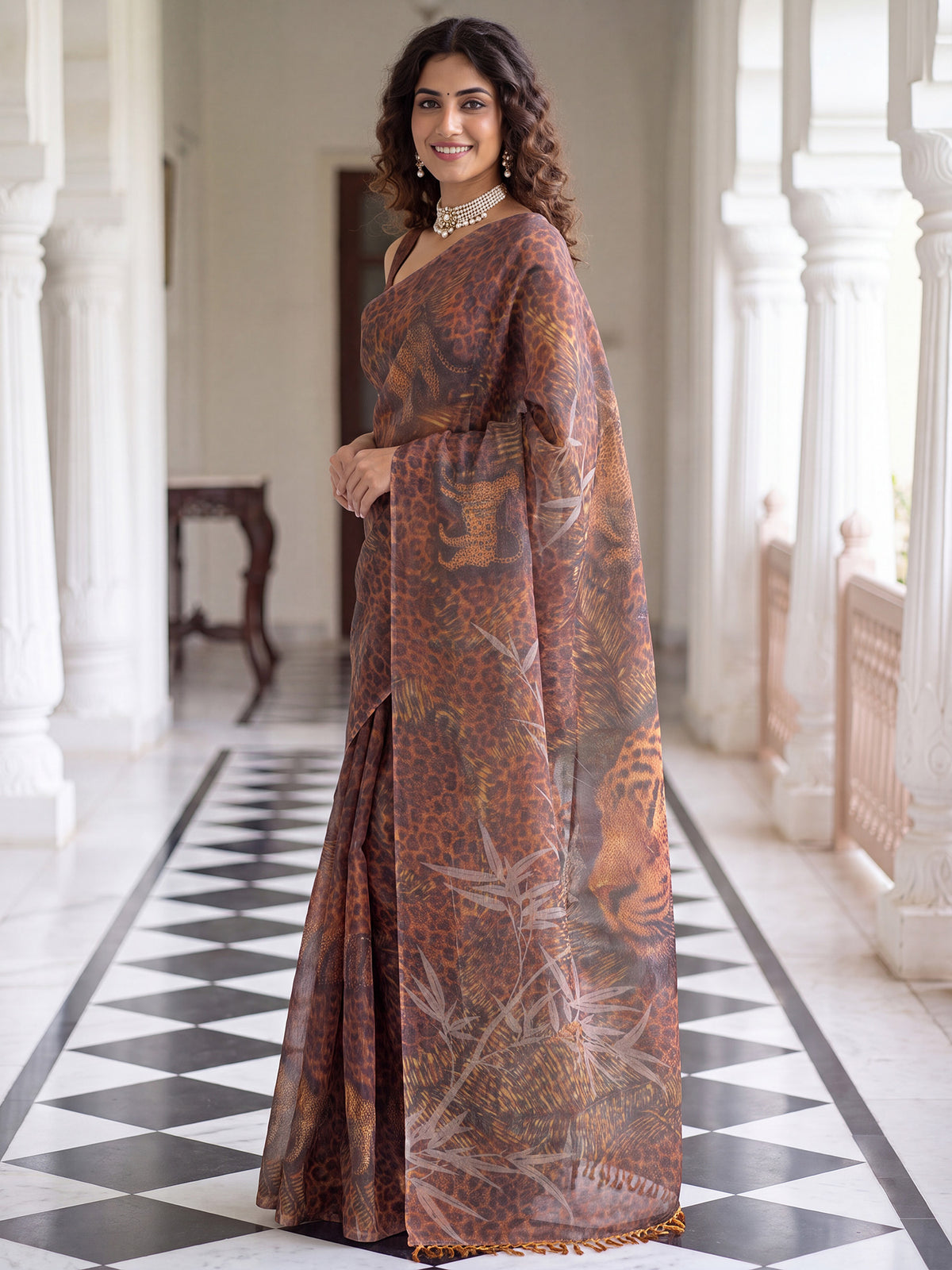 Brown Cotton Silk saree – detail view 2