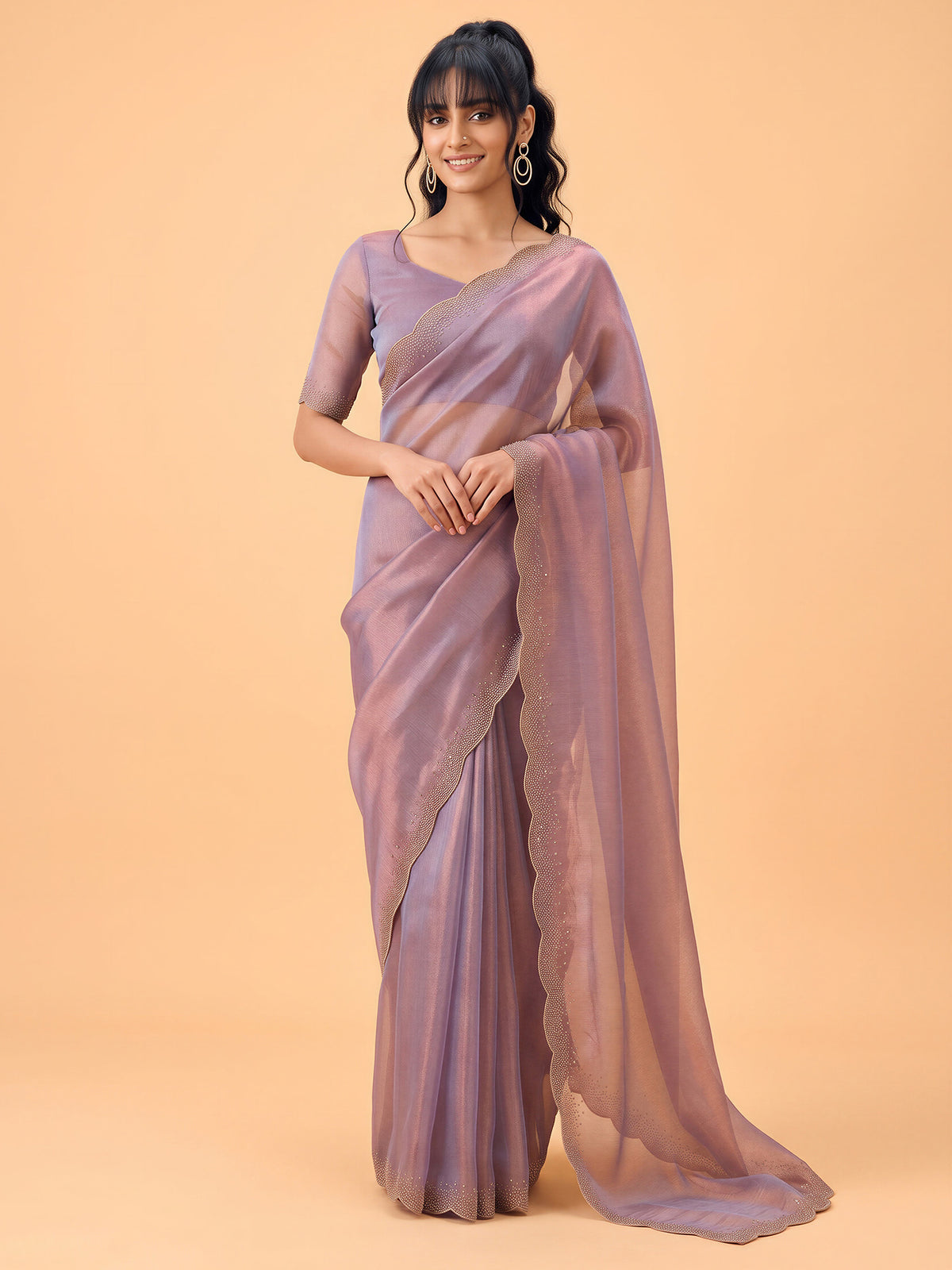 Metallic Satin Silk saree – detail view 2