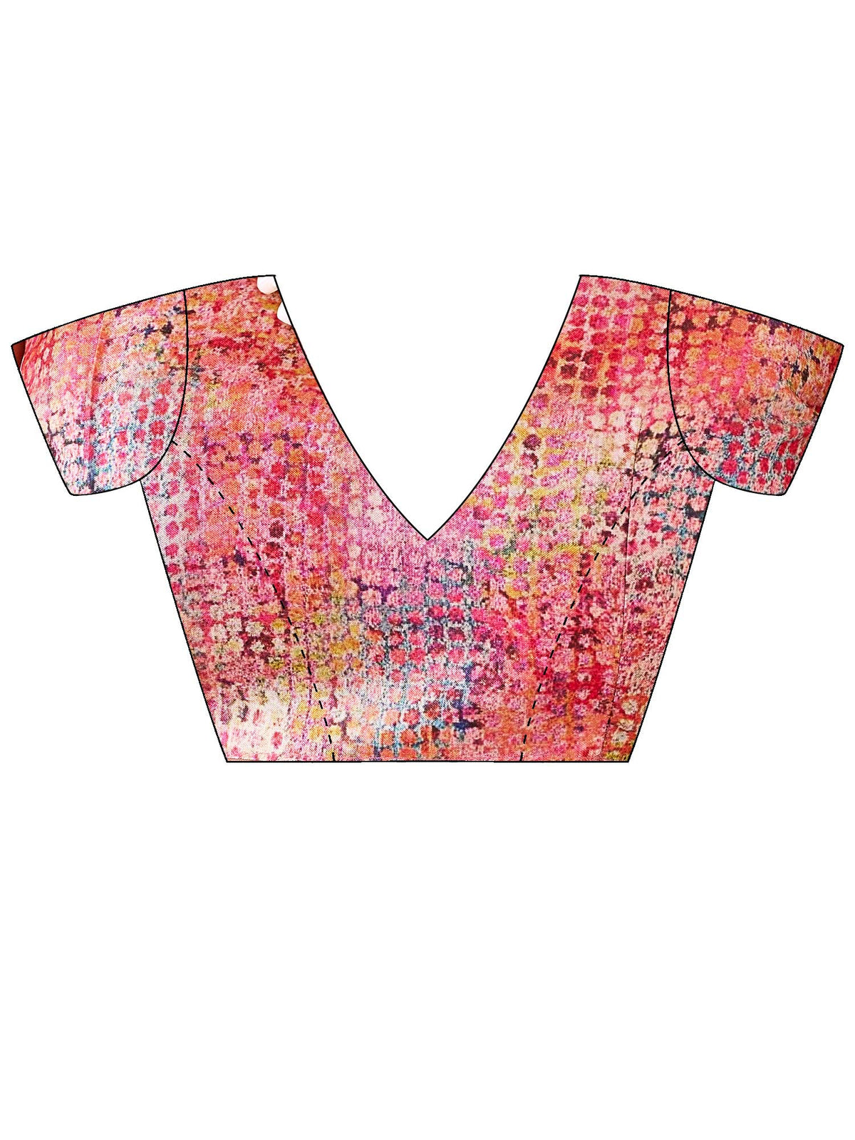 Unstitched multicolored tussar silk blouse piece with abstract design