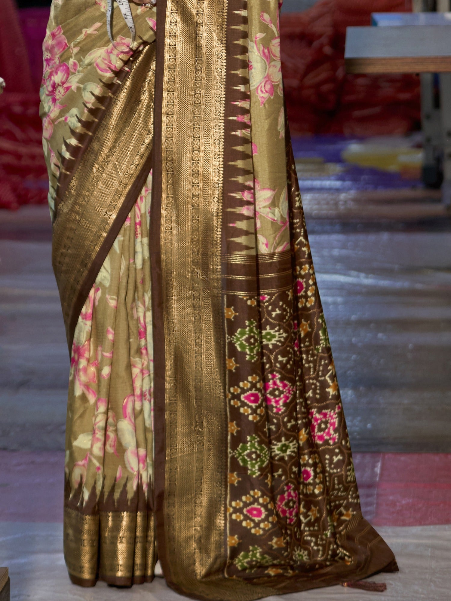 Light Brown Tussar Silk saree – detail view 4