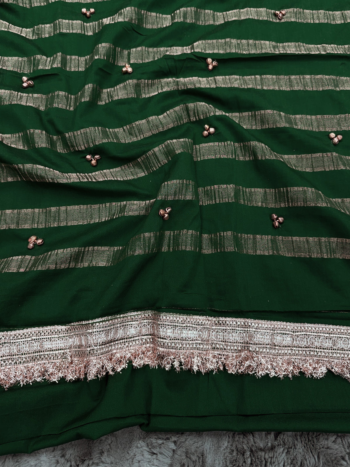 Green soft silk saree view 5
