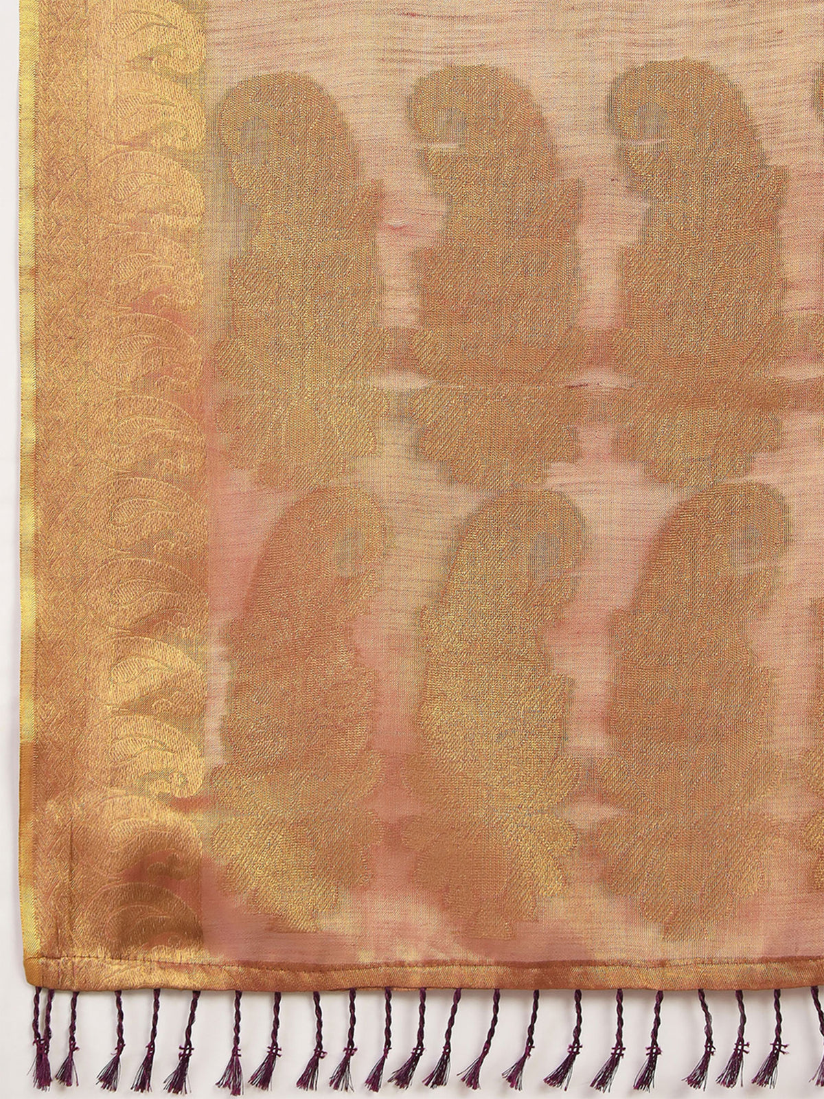 Copper Linen saree – detail view 5