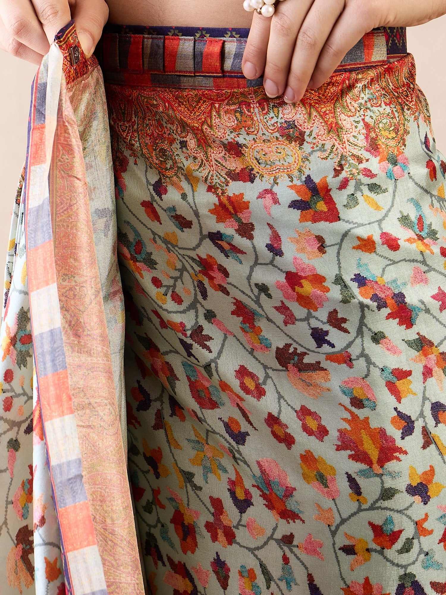 Sea Green Poly Silk saree – detail view 2