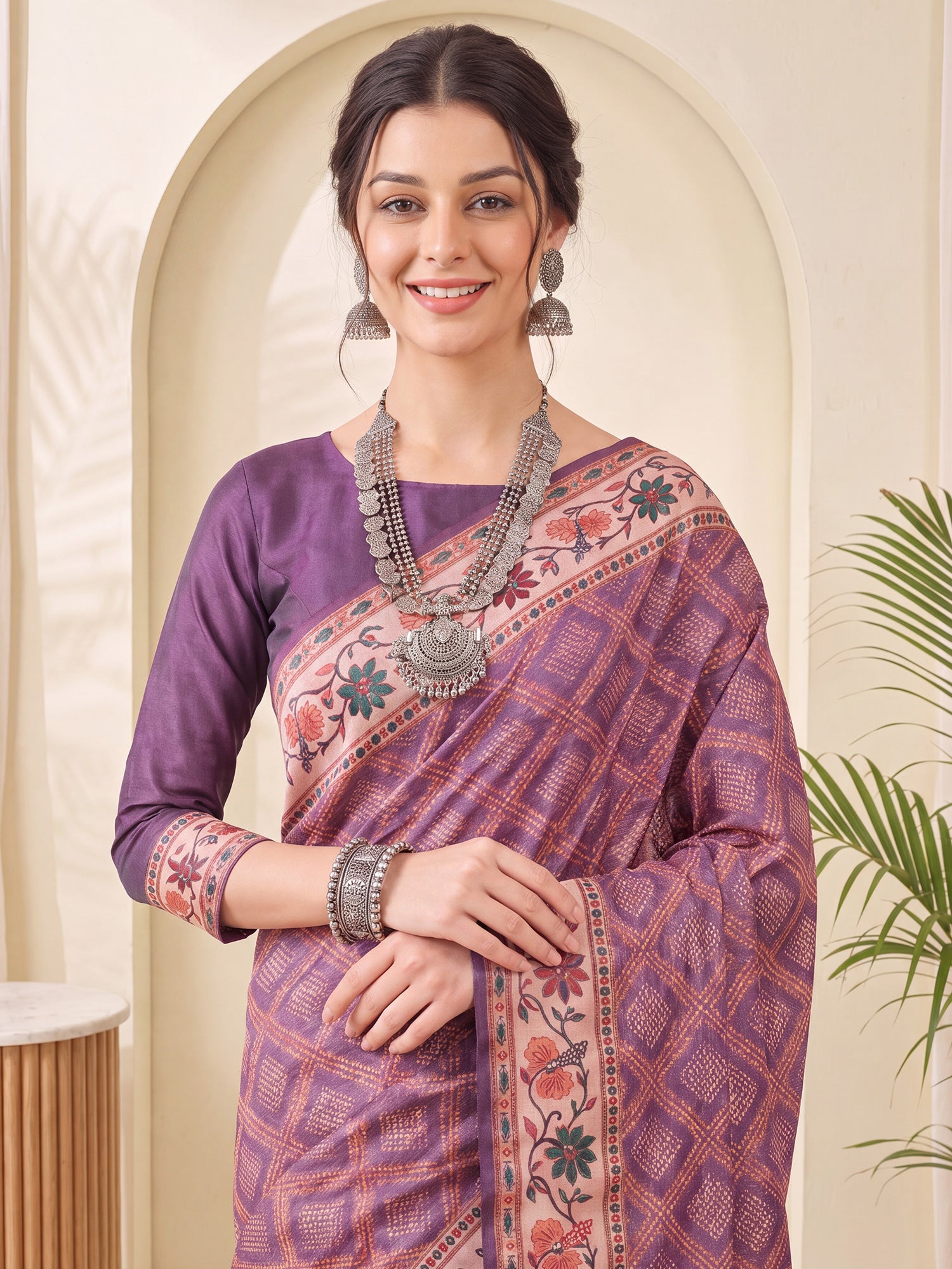 Purple Silk Blend saree – detail view 4