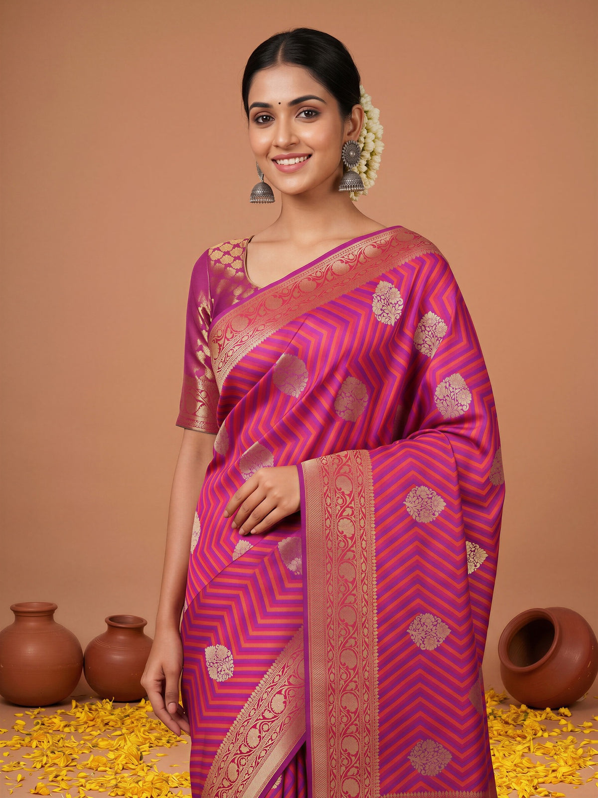 Purple Silk Blend saree – detail view 4