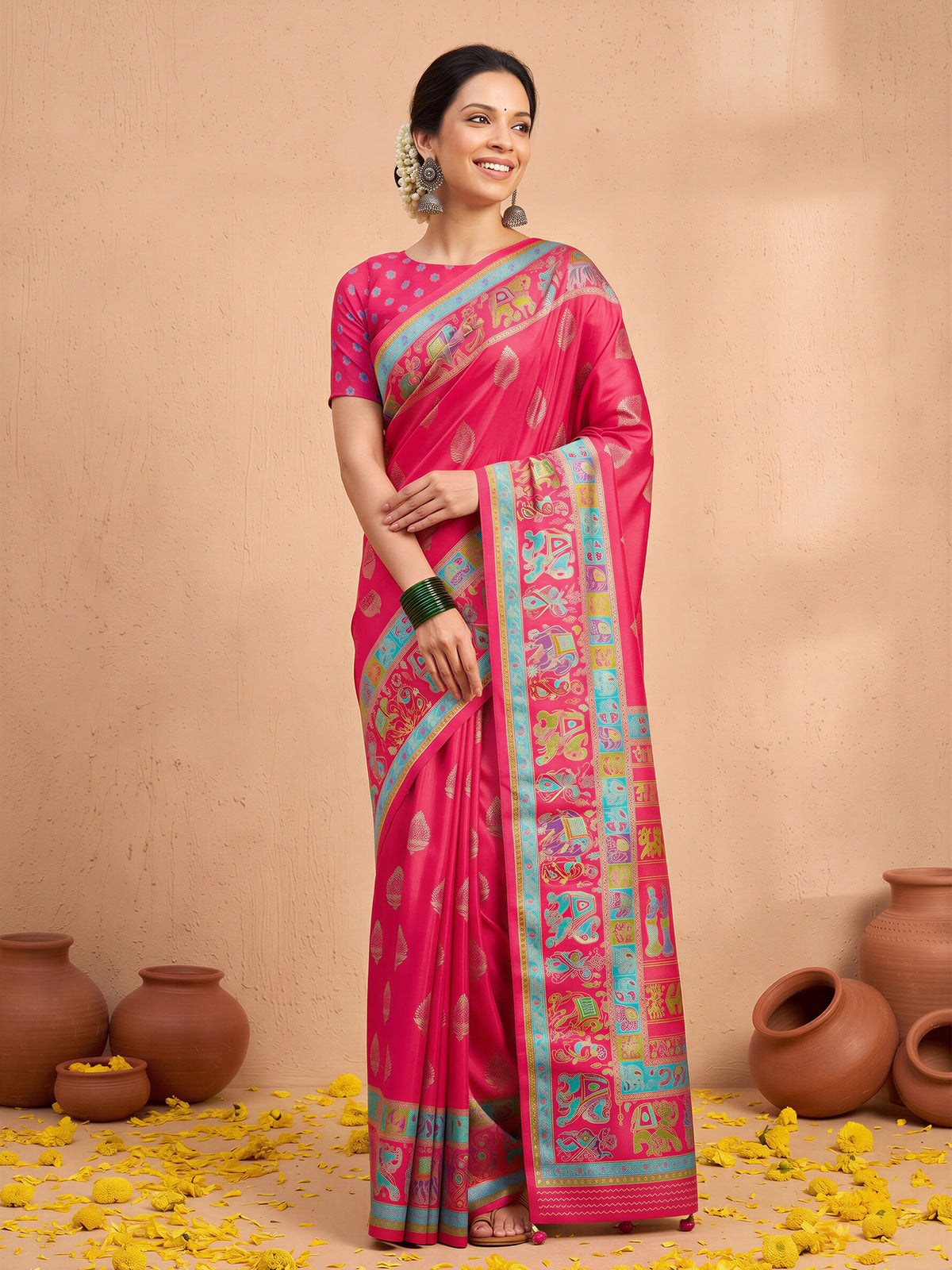 Pink Silk Blend saree – detail view 3