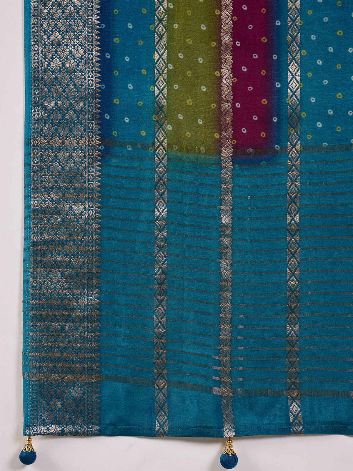 Multicolored Viscose Silk saree – detail view 5