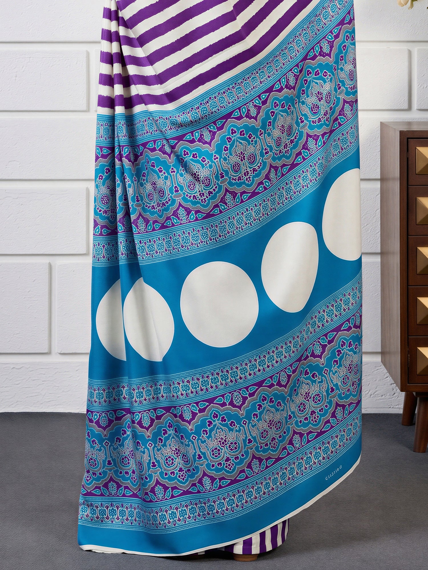 Purple Satin saree – detail view 5