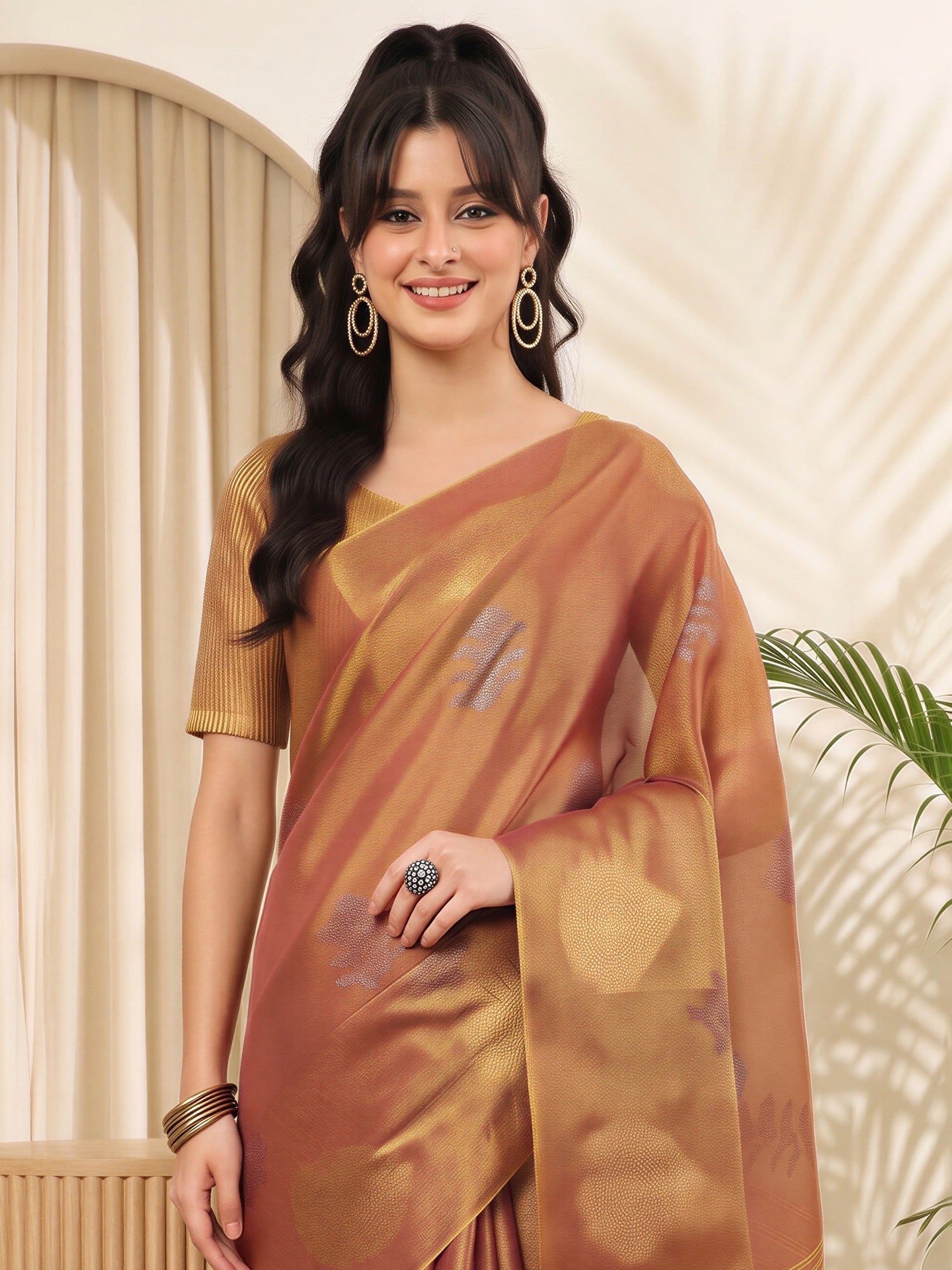 Metallic Linen saree – detail view 4
