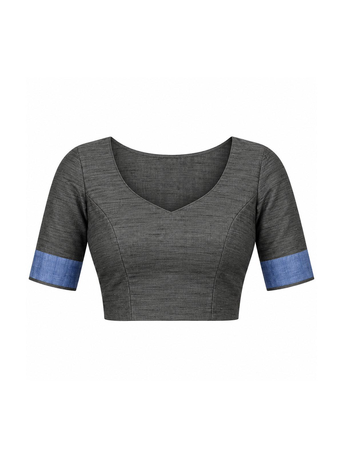 Unstitched grey melange soft silk blouse piece with solid design