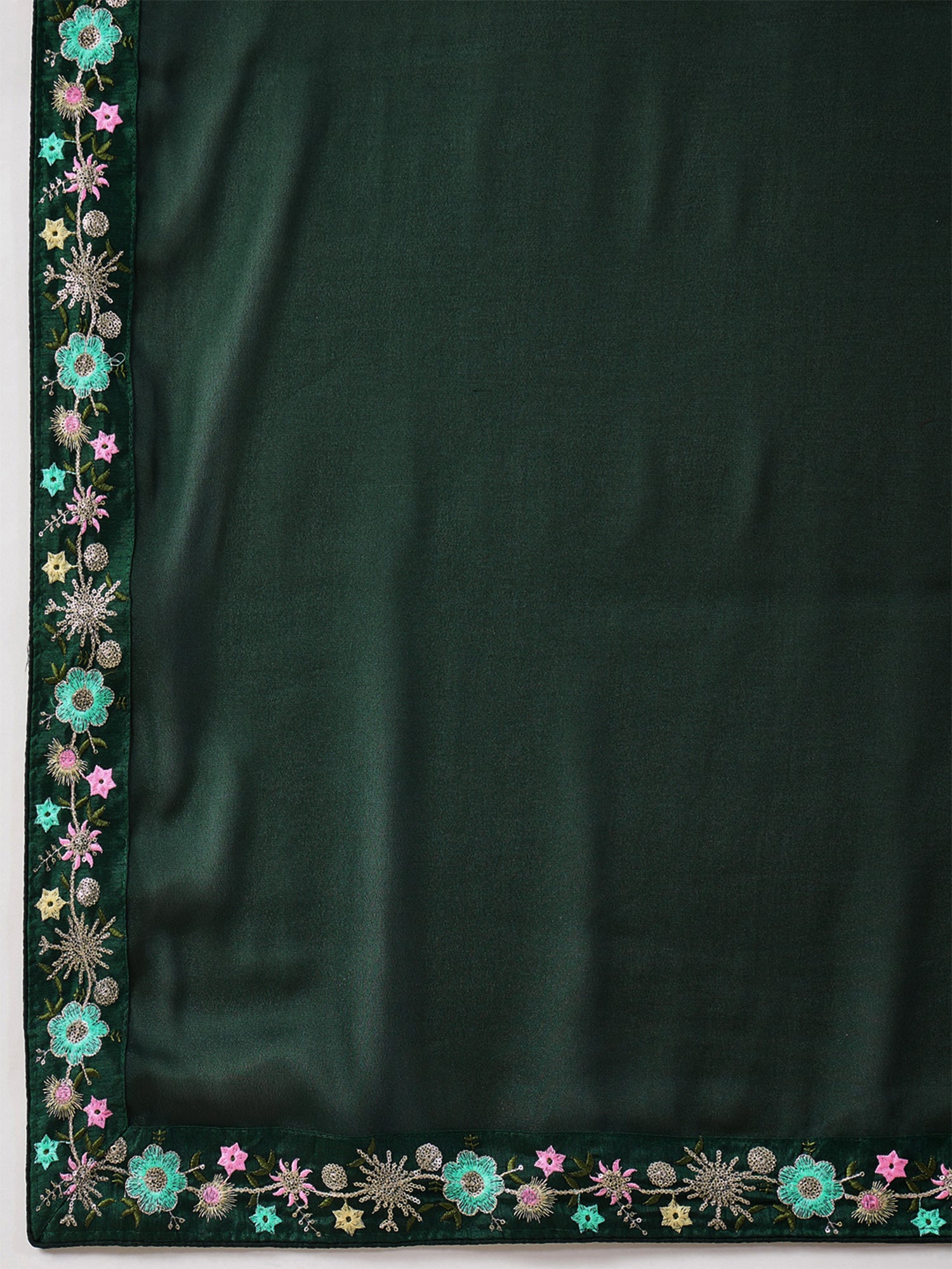 Green Poly Georgette saree – detail view 5