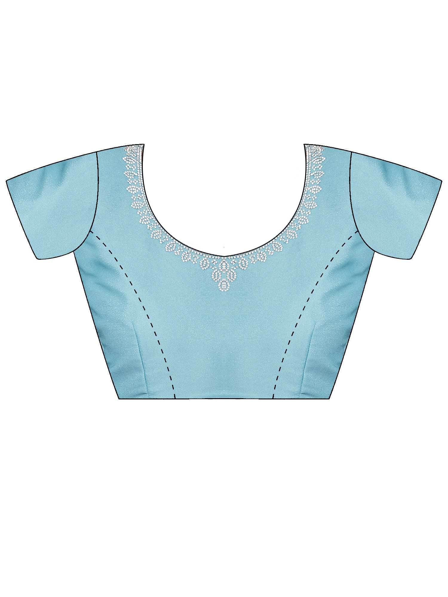 Unstitched light blue georgette blouse piece with embellished design