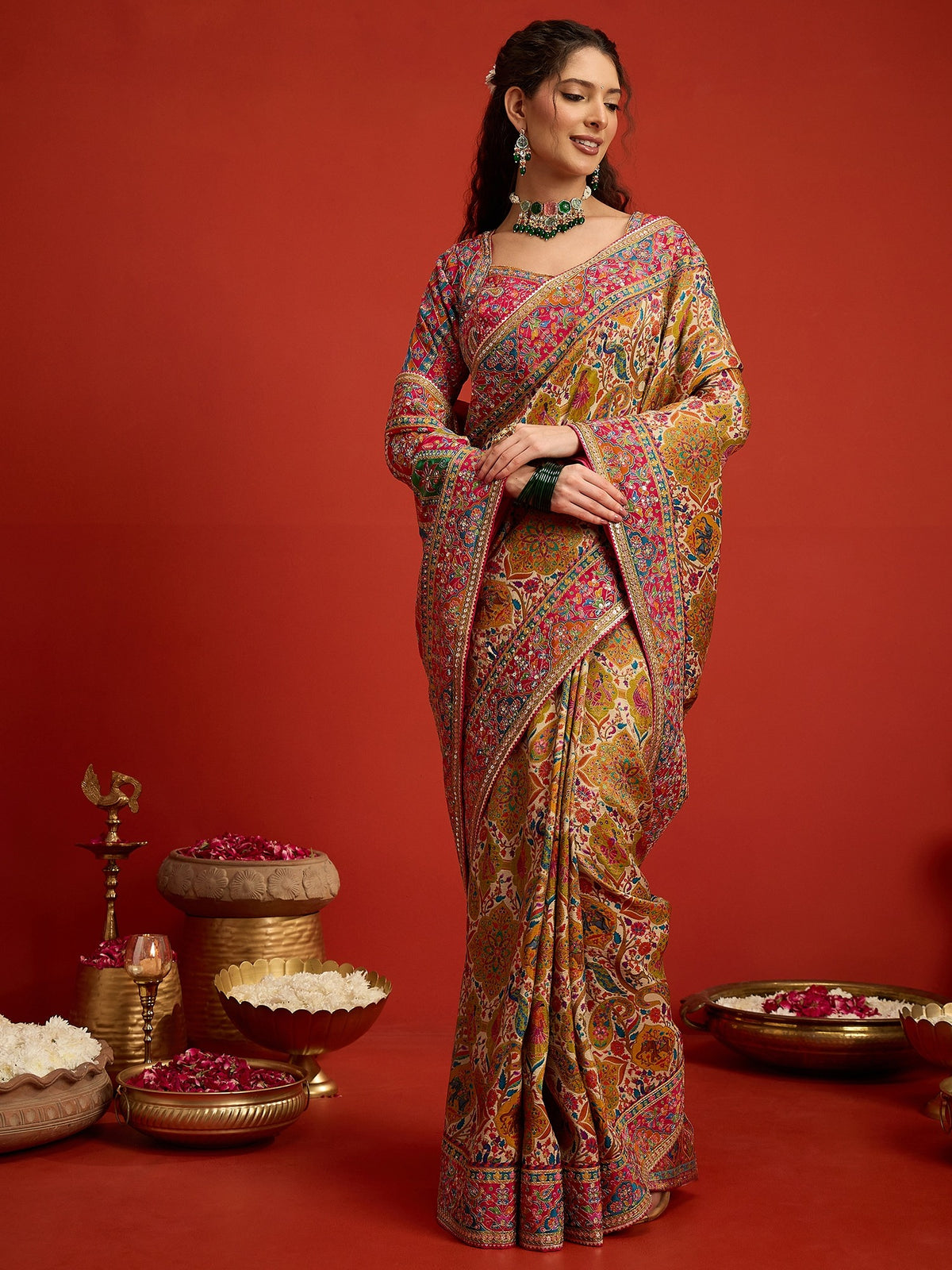 Cream Silk Blend saree – detail view 3