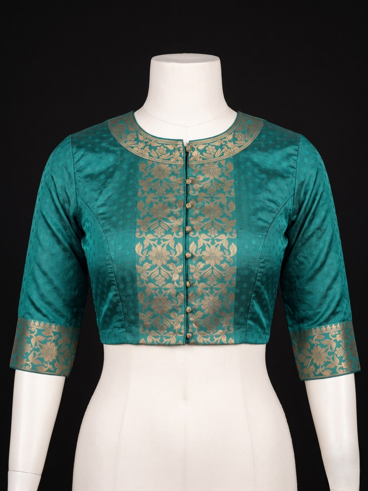 Teal Blue Silk Blend saree – detail view 2