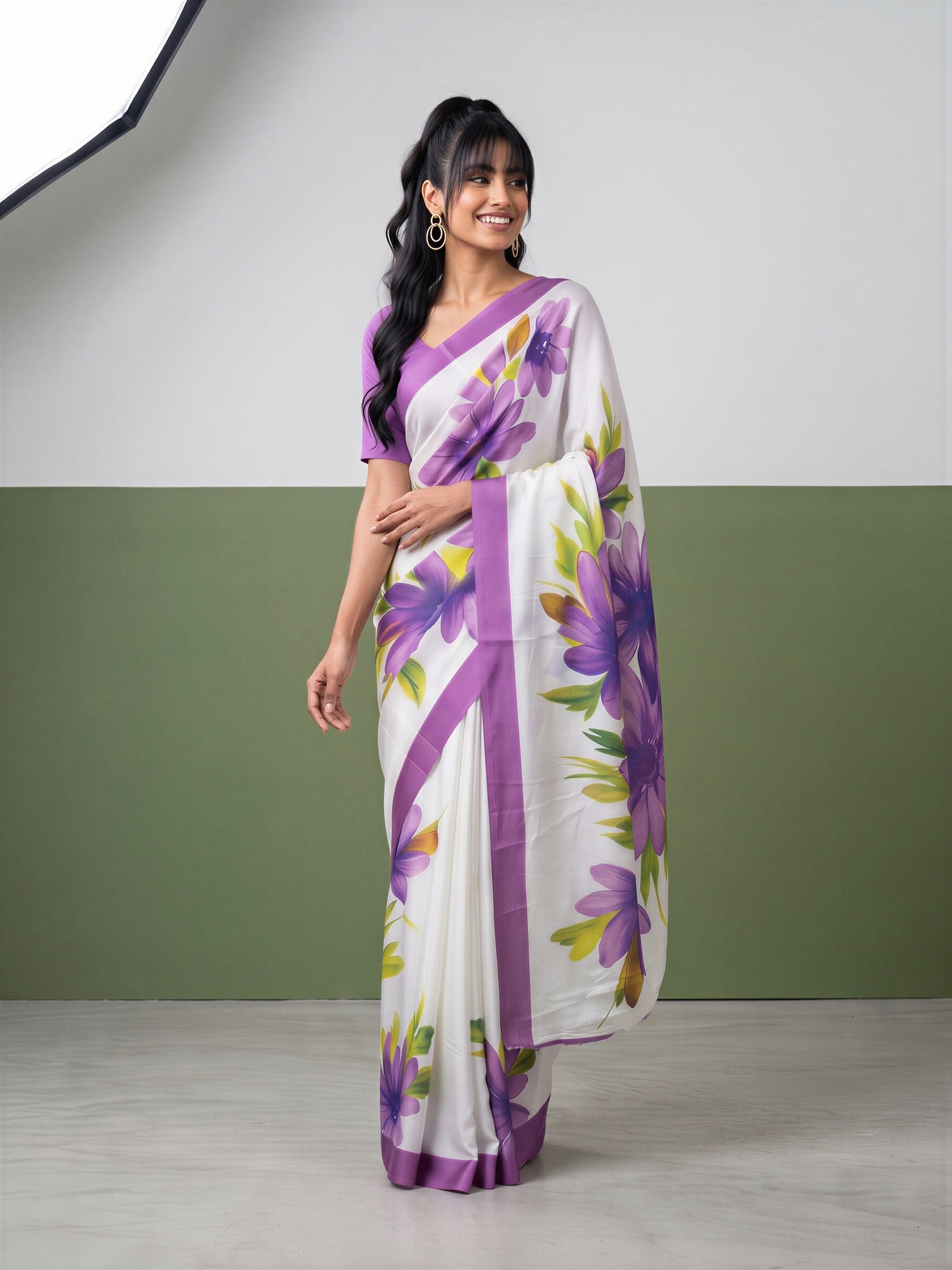 Purple Chiffon saree – detail view 2