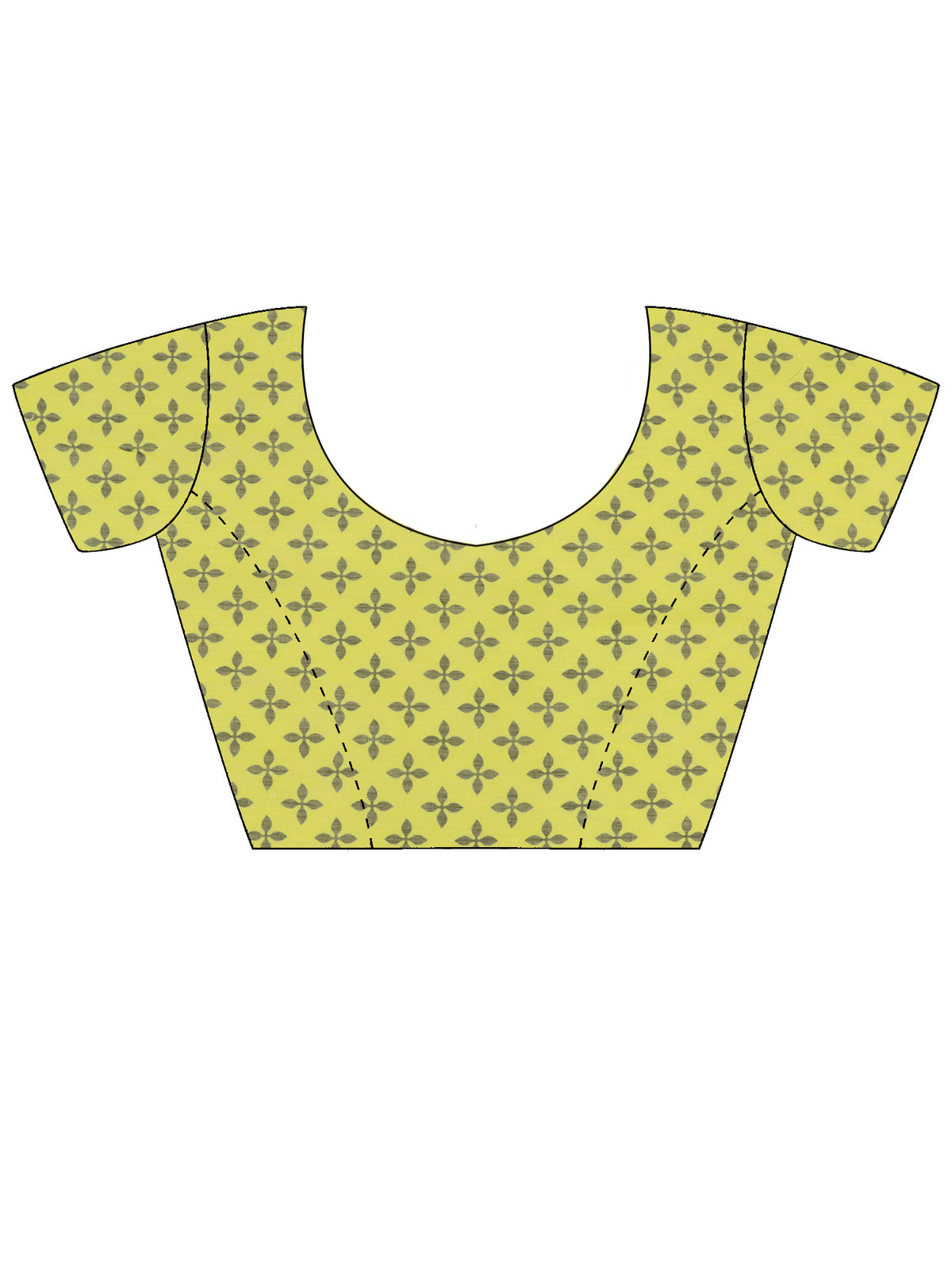 Unstitched lemon yellow cotton linen blouse piece with ethnic motif design