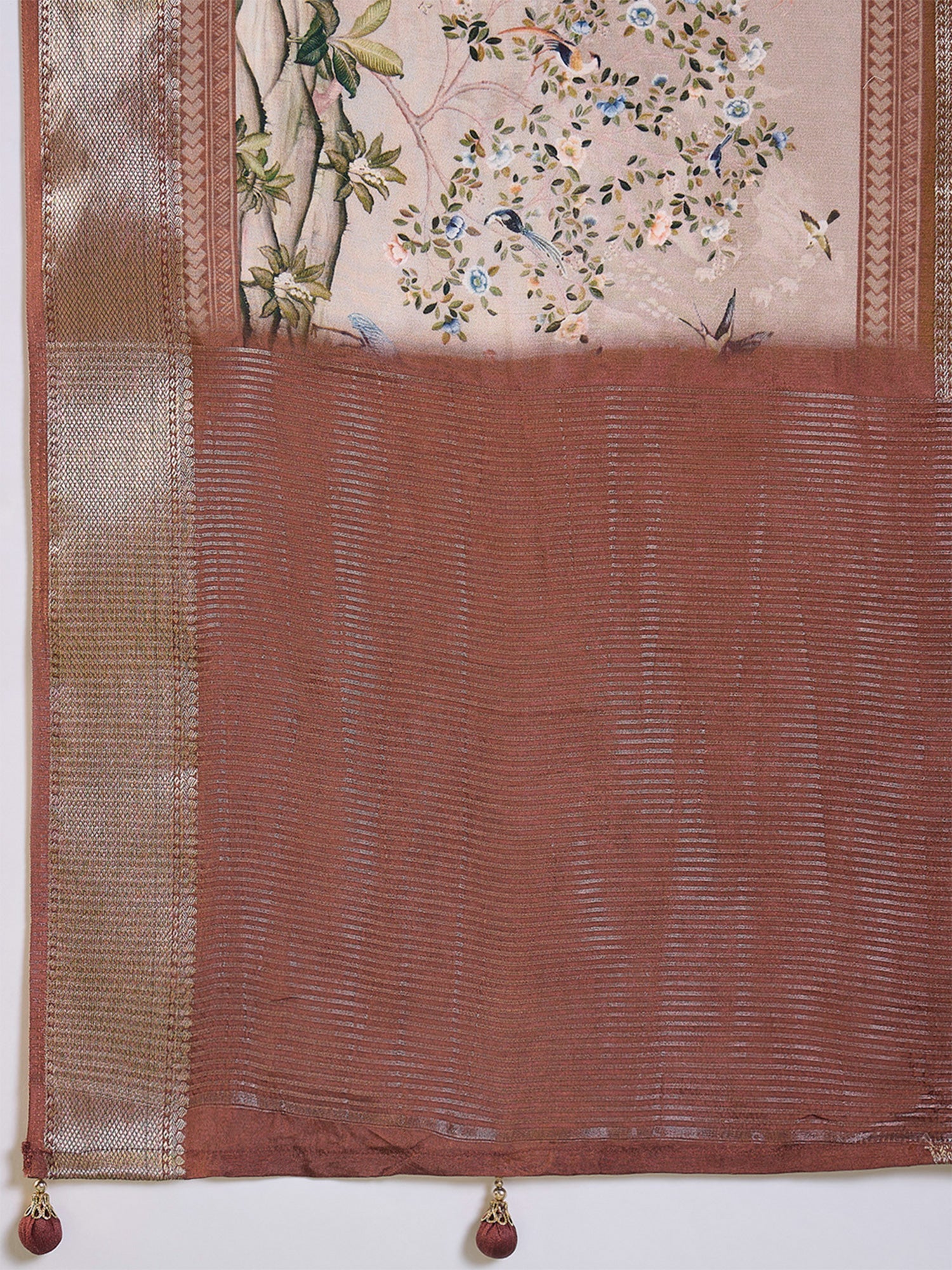 Rust Viscose Silk saree – detail view 5