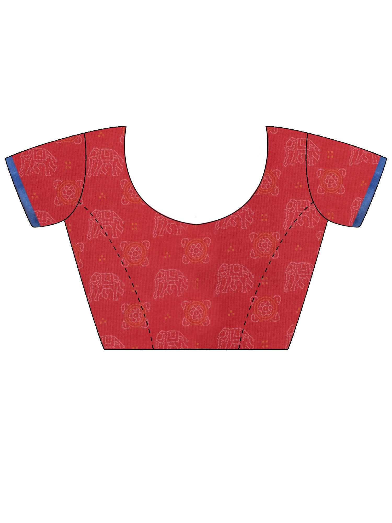 Unstitched peach cotton silk blouse piece with ethnic motif design
