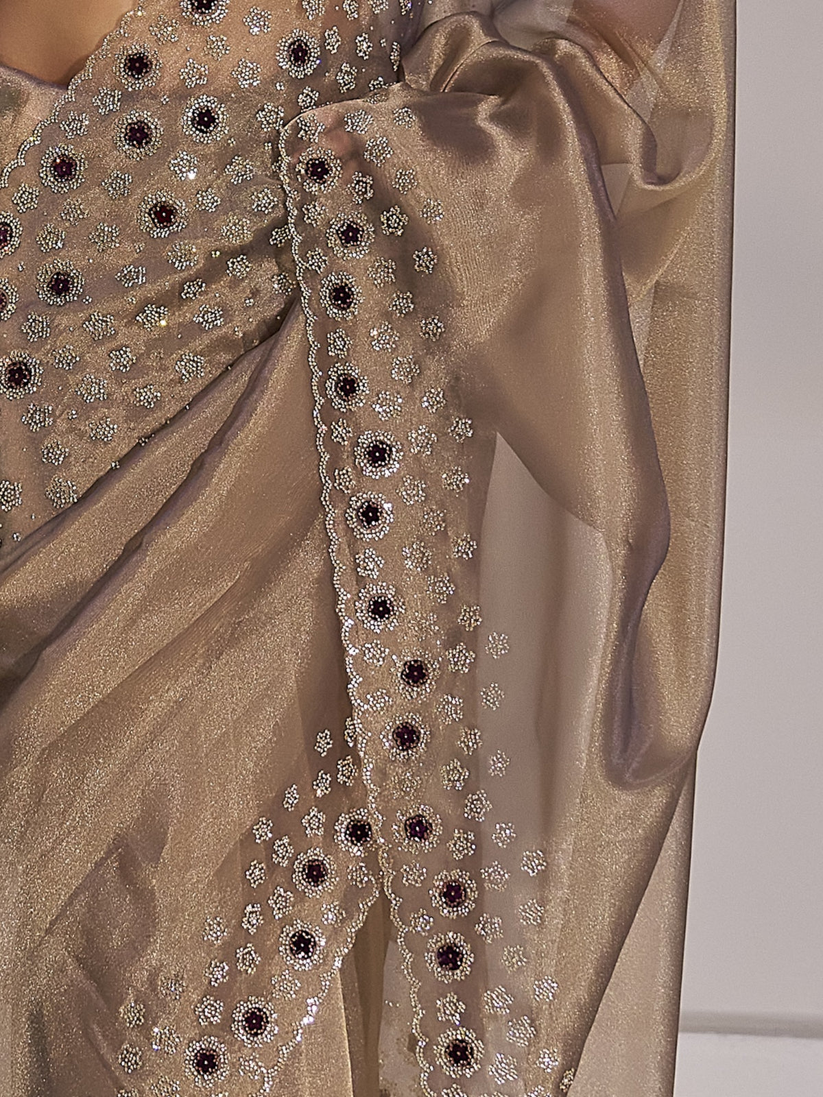 Silver organza saree view 6