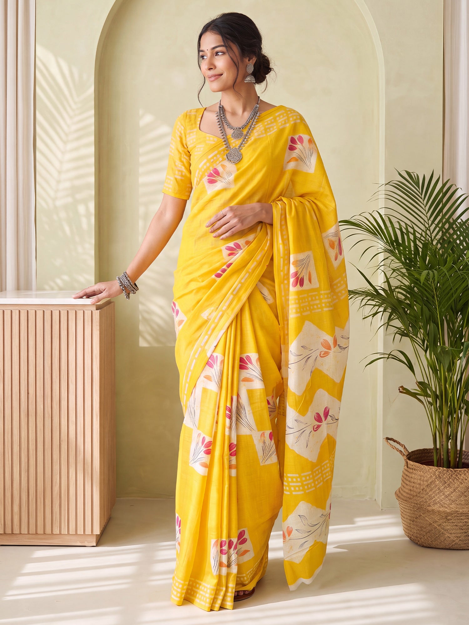 Yellow Cotton saree – detail view 3