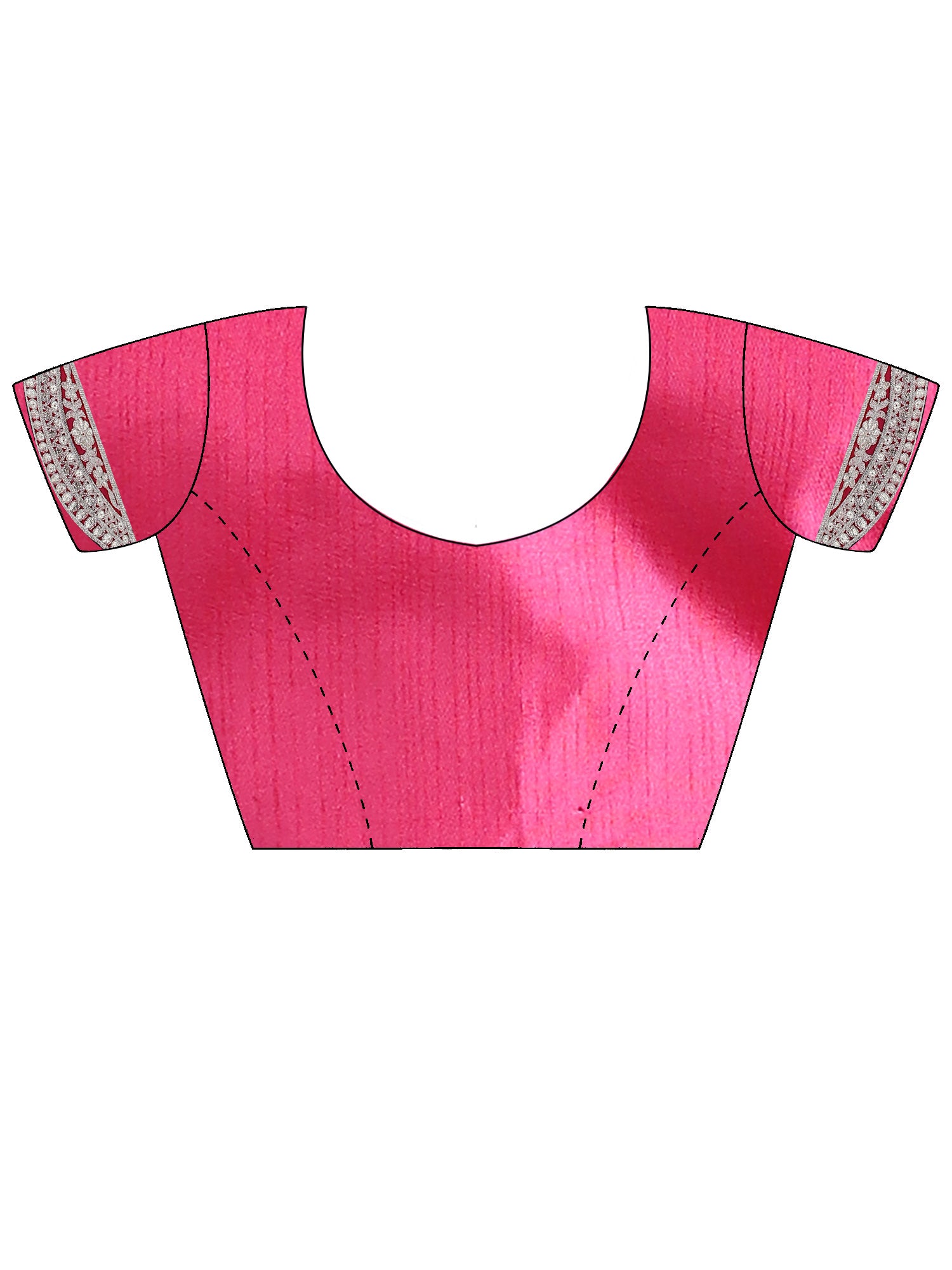 Unstitched pink chinnon blouse piece with embellished design