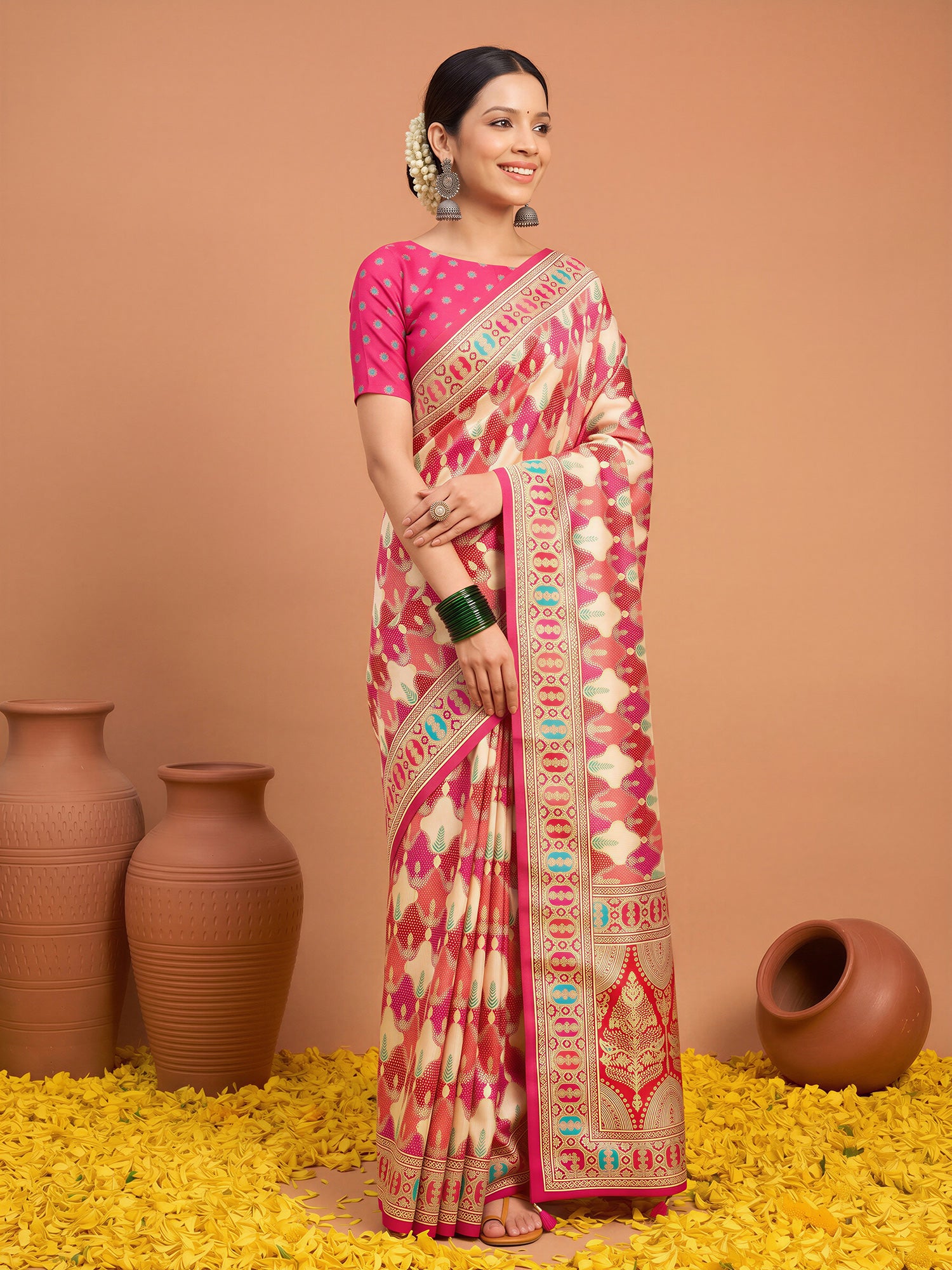 Pink Silk Blend saree – detail view 3