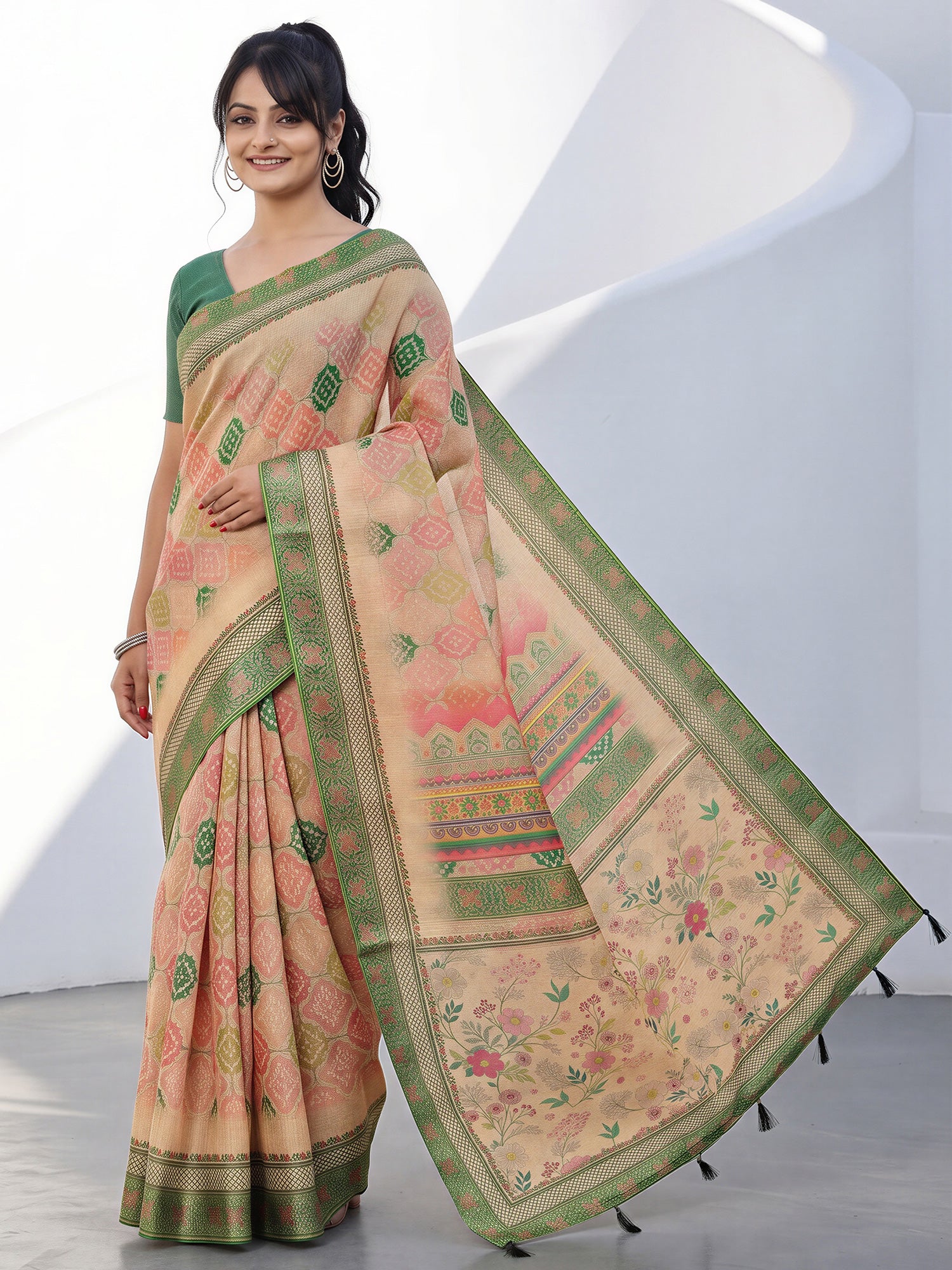 Light Brown Cotton Silk saree – detail view 3