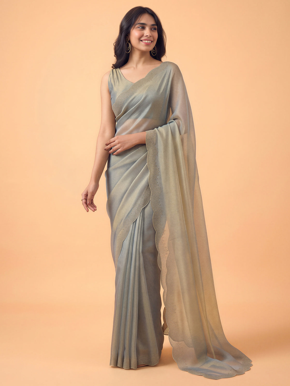 Metallic Satin Silk saree – detail view 3