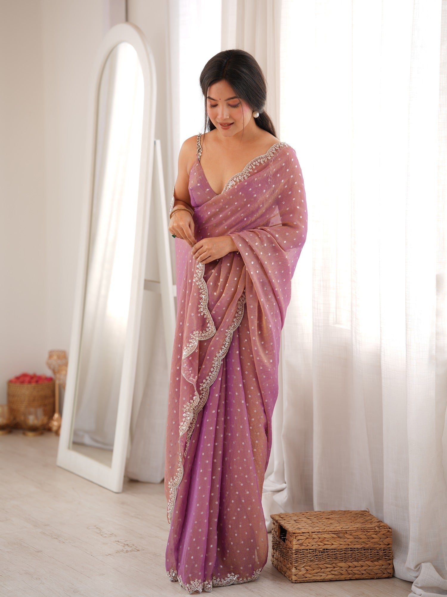 Mauve Silk Blend saree – detail view 3