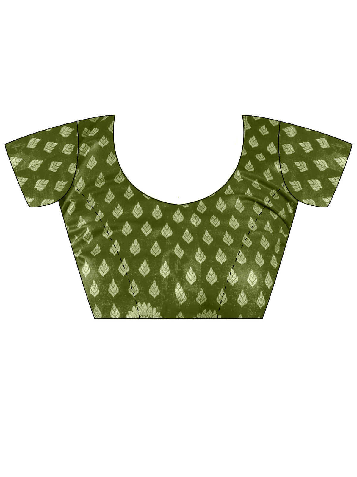 Unstitched light green silk blend blouse piece with ethnic motif design