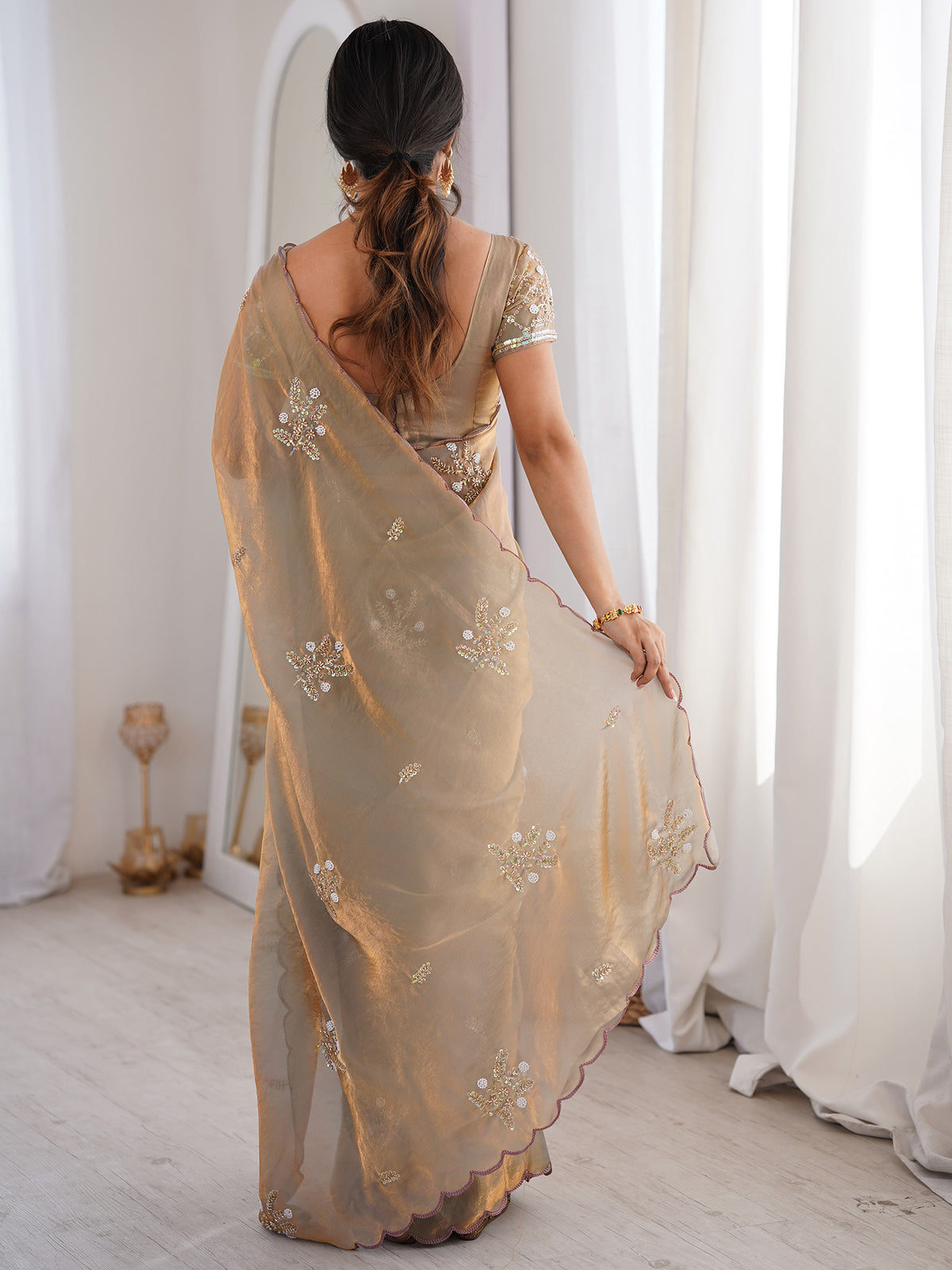 Metallic Satin saree – detail view 1