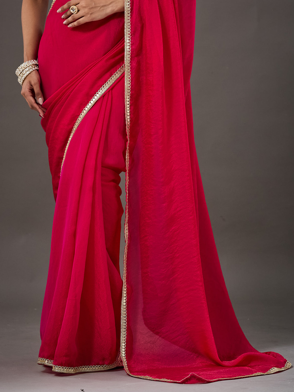 Pink Georgette saree – detail view 5