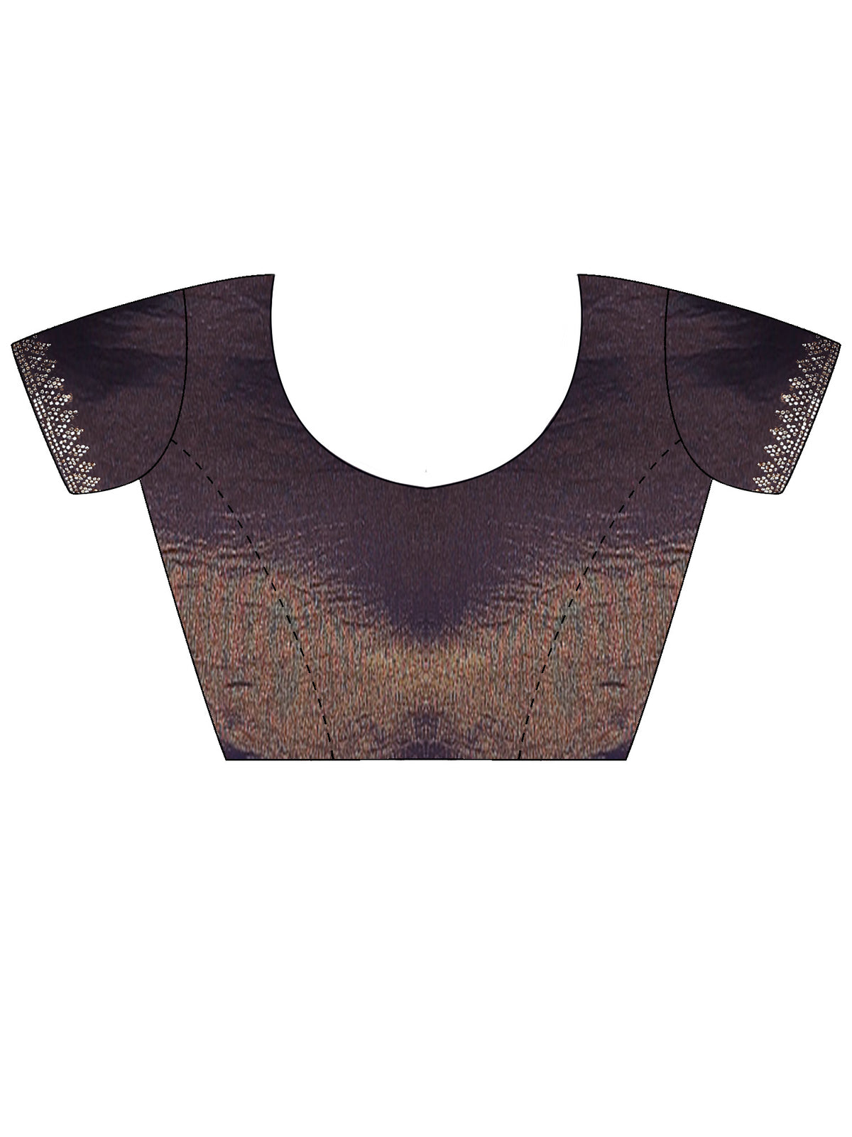 Unstitched navy blue satin silk blouse piece with embellished design