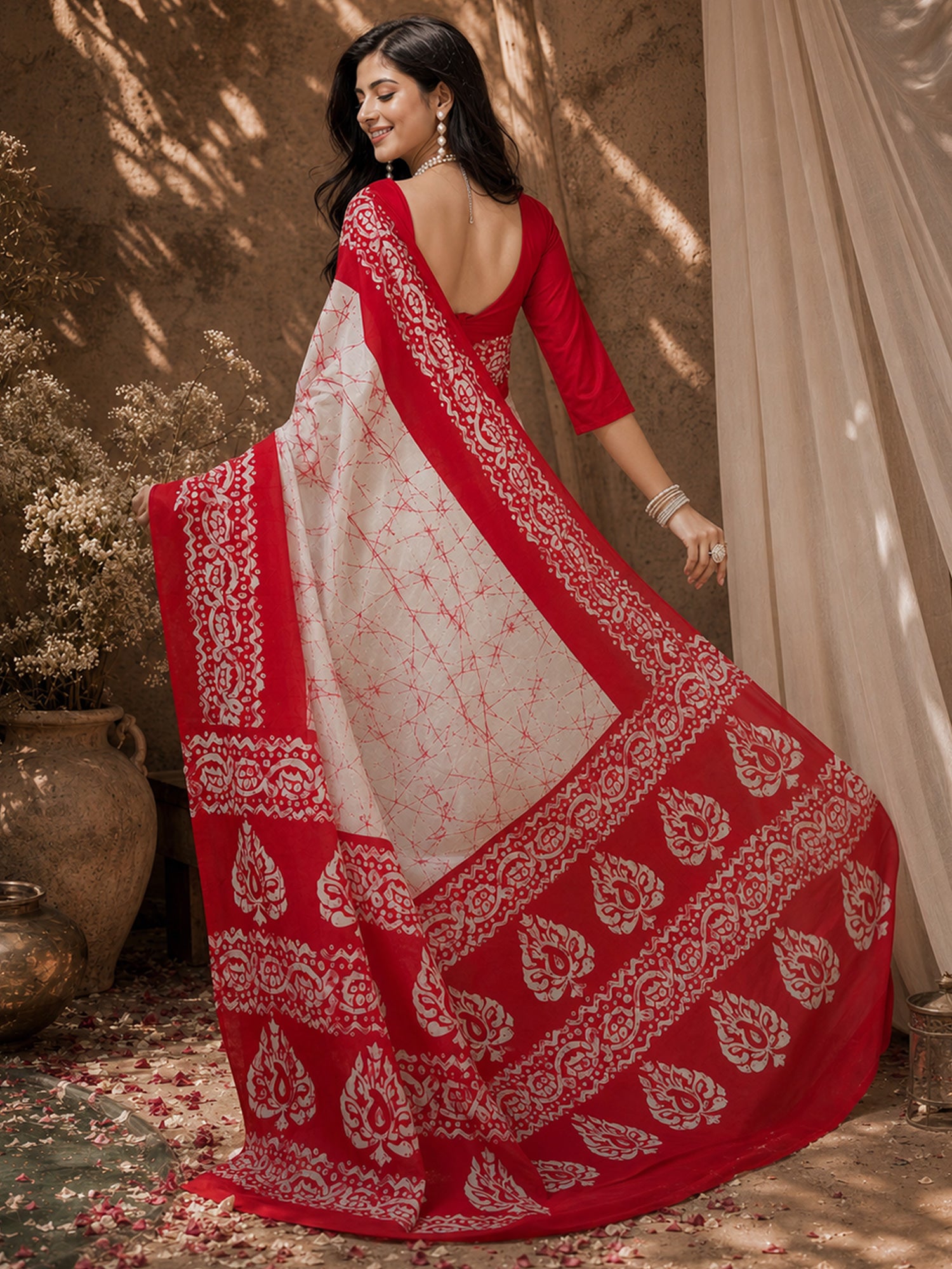 Off White Bhagalpuri Silk saree – detail view 1
