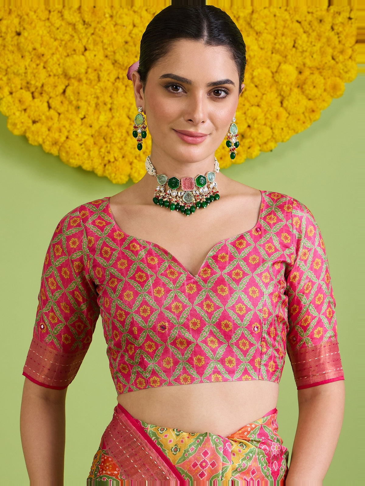 Pink Tussar Silk saree – detail view 1
