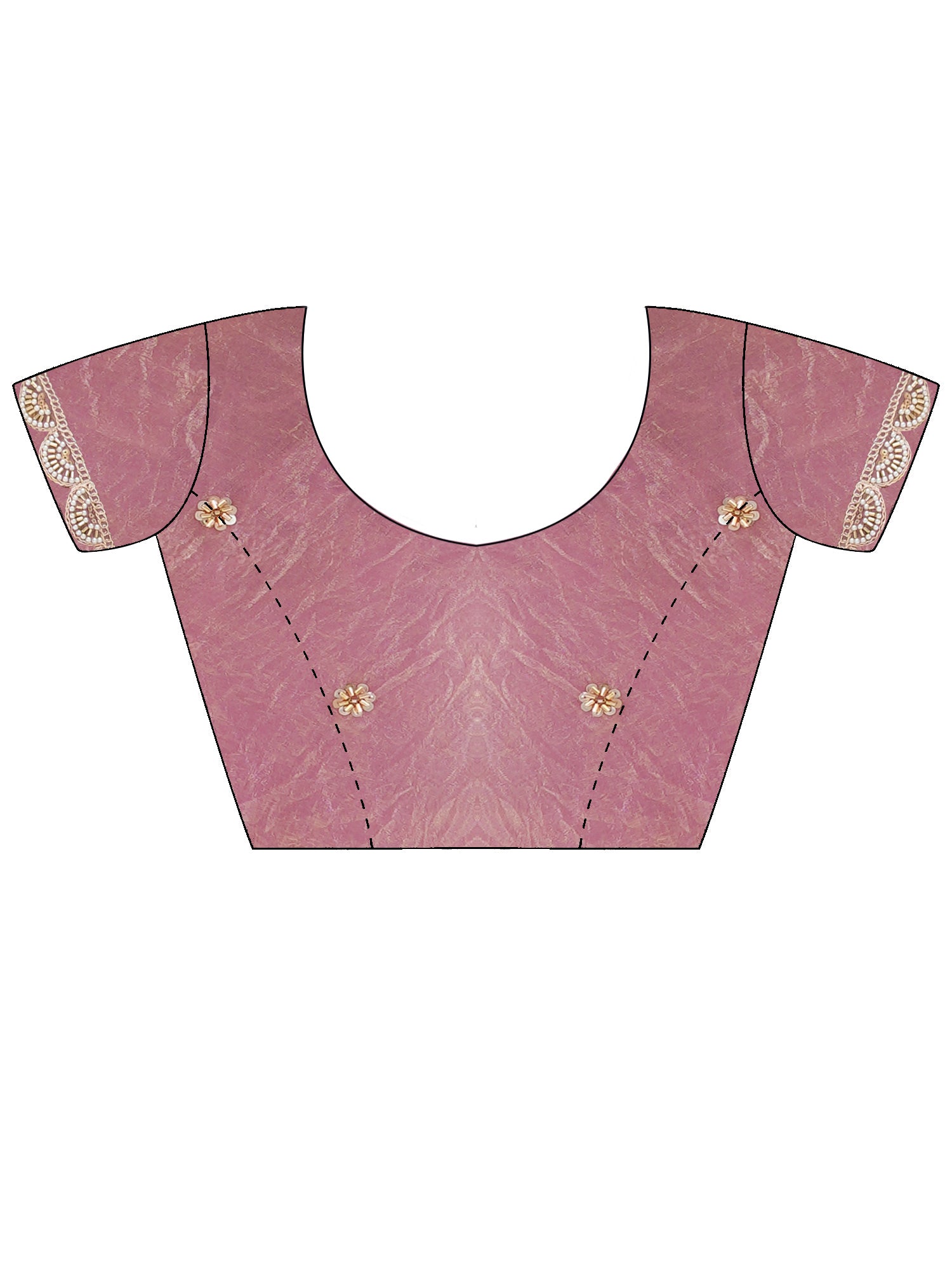 Unstitched pink satin blouse piece with solid design