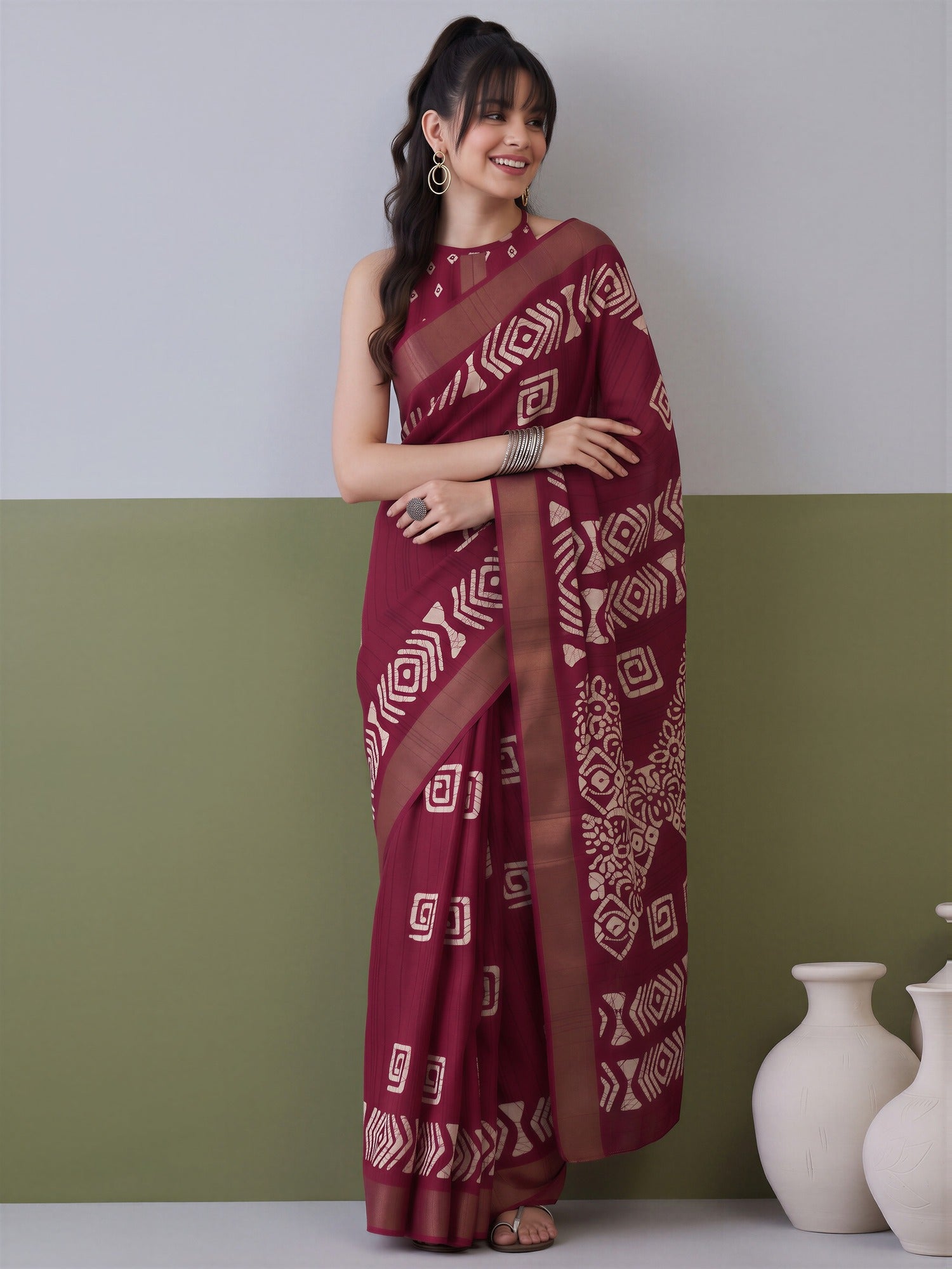 Magenta Silk Blend saree – detail view 3