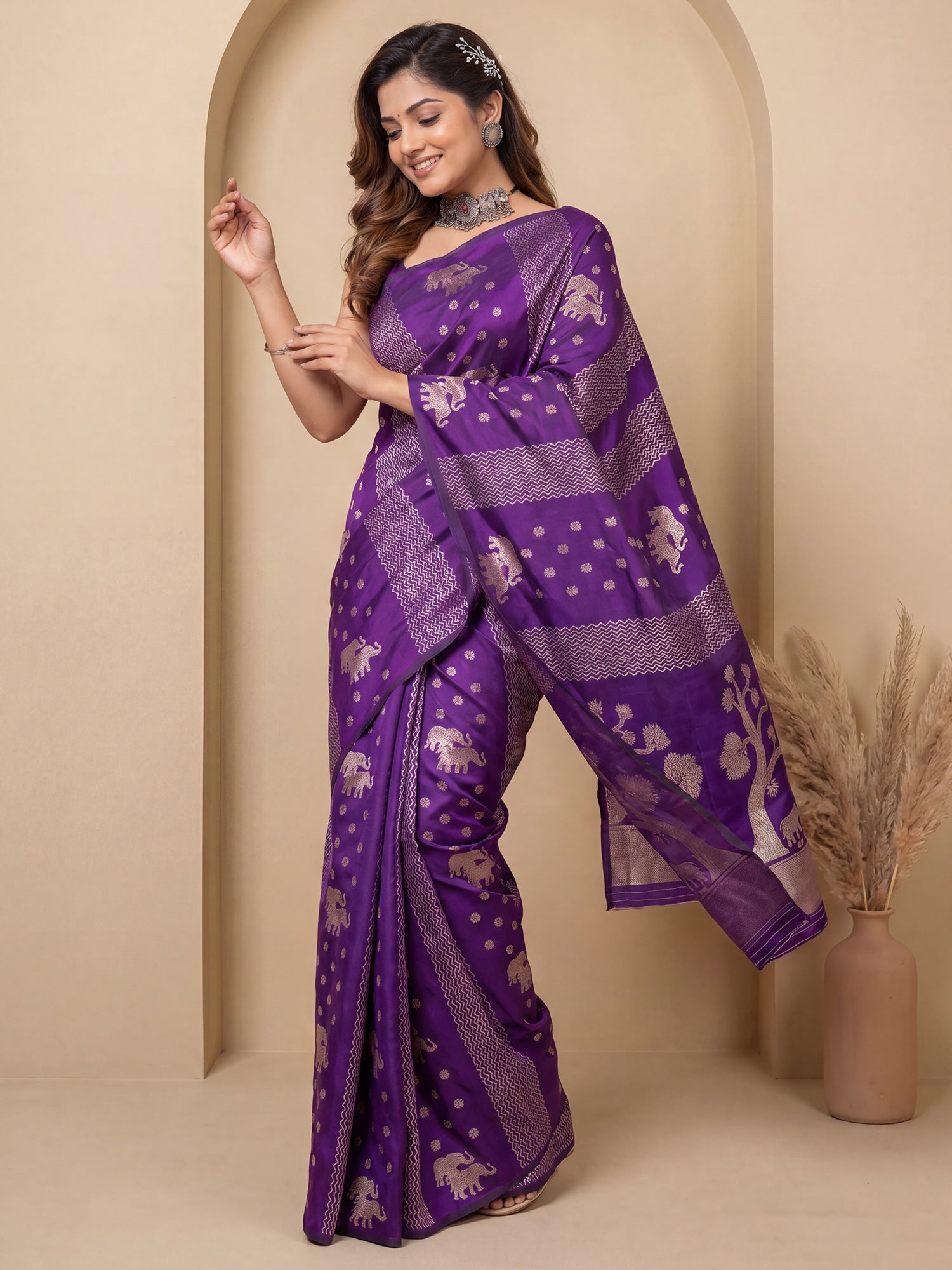 Purple Silk Blend saree – detail view 3