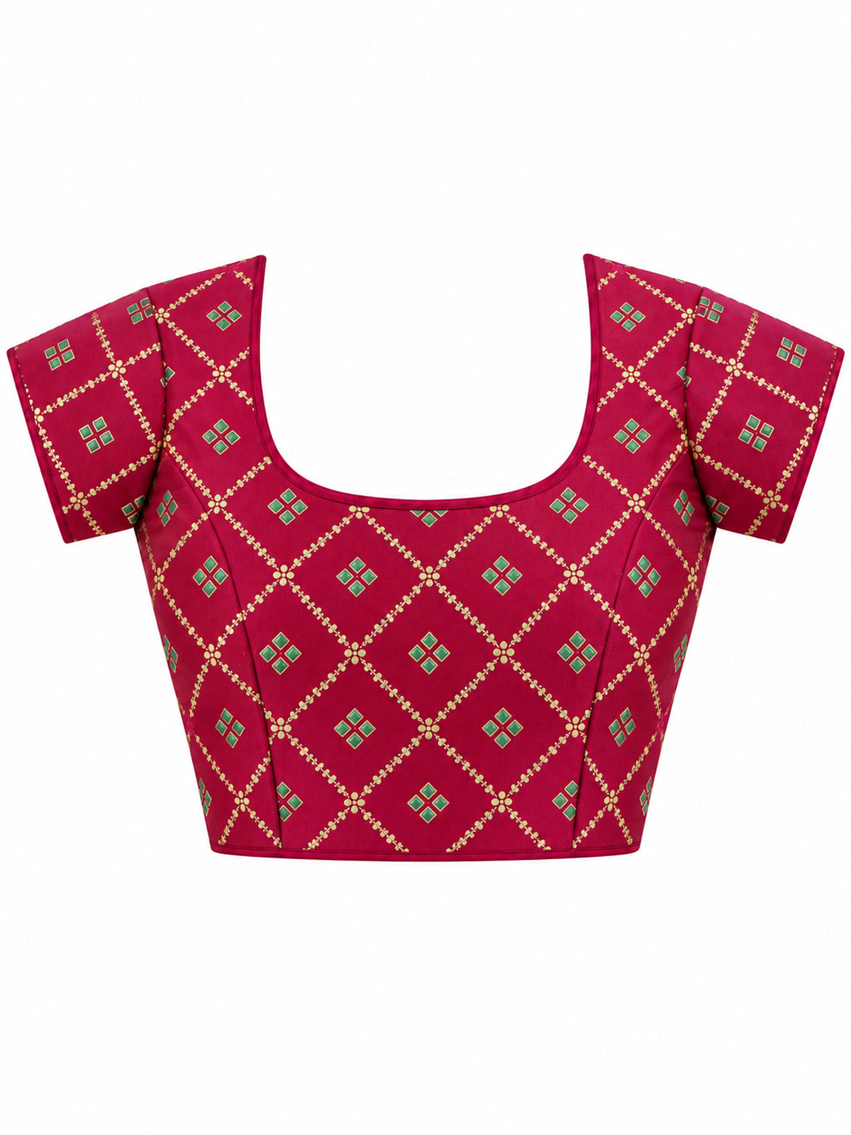 Unstitched pink silk blend blouse piece with foil design